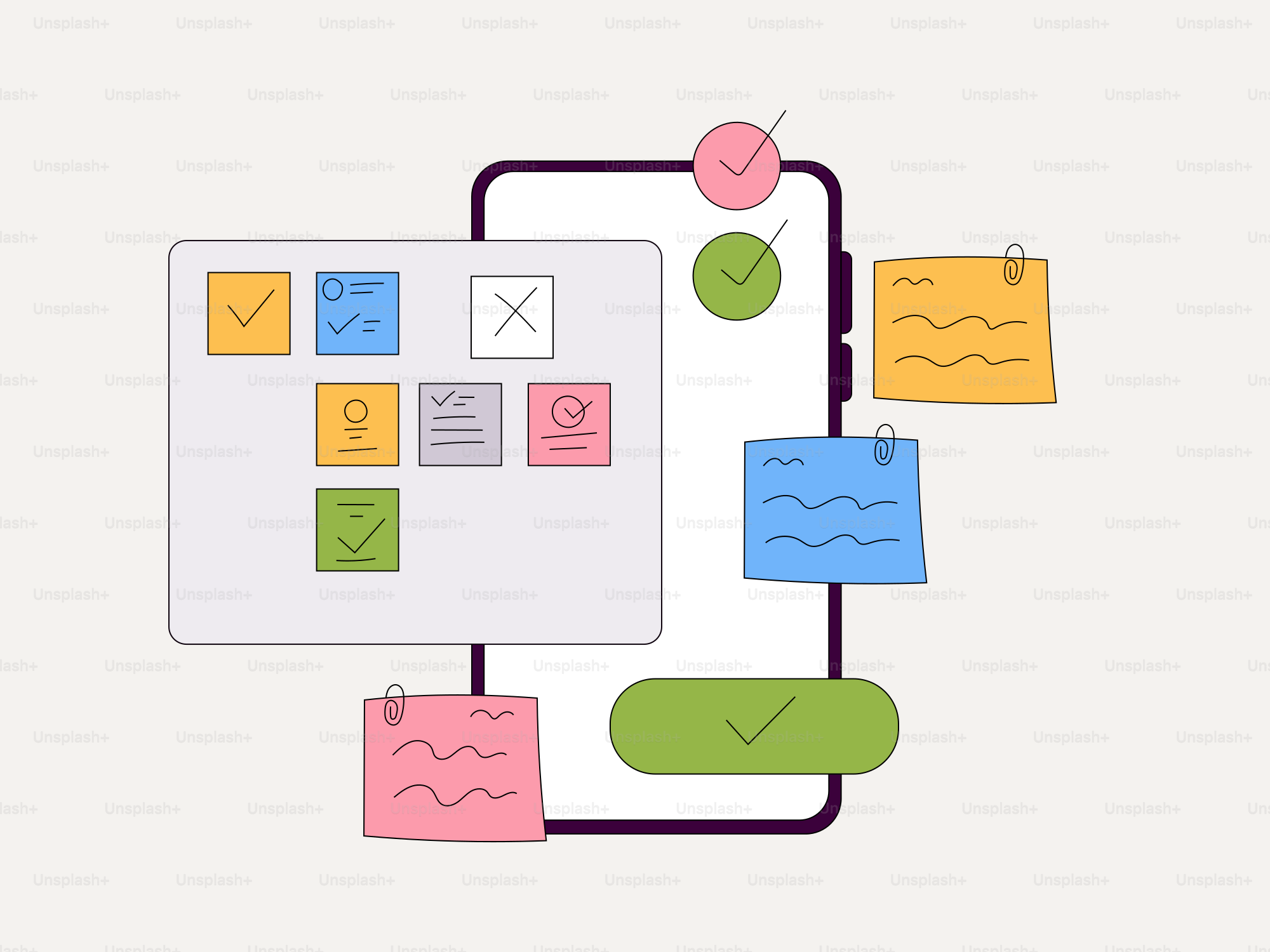 付箋が貼られたタブレット
