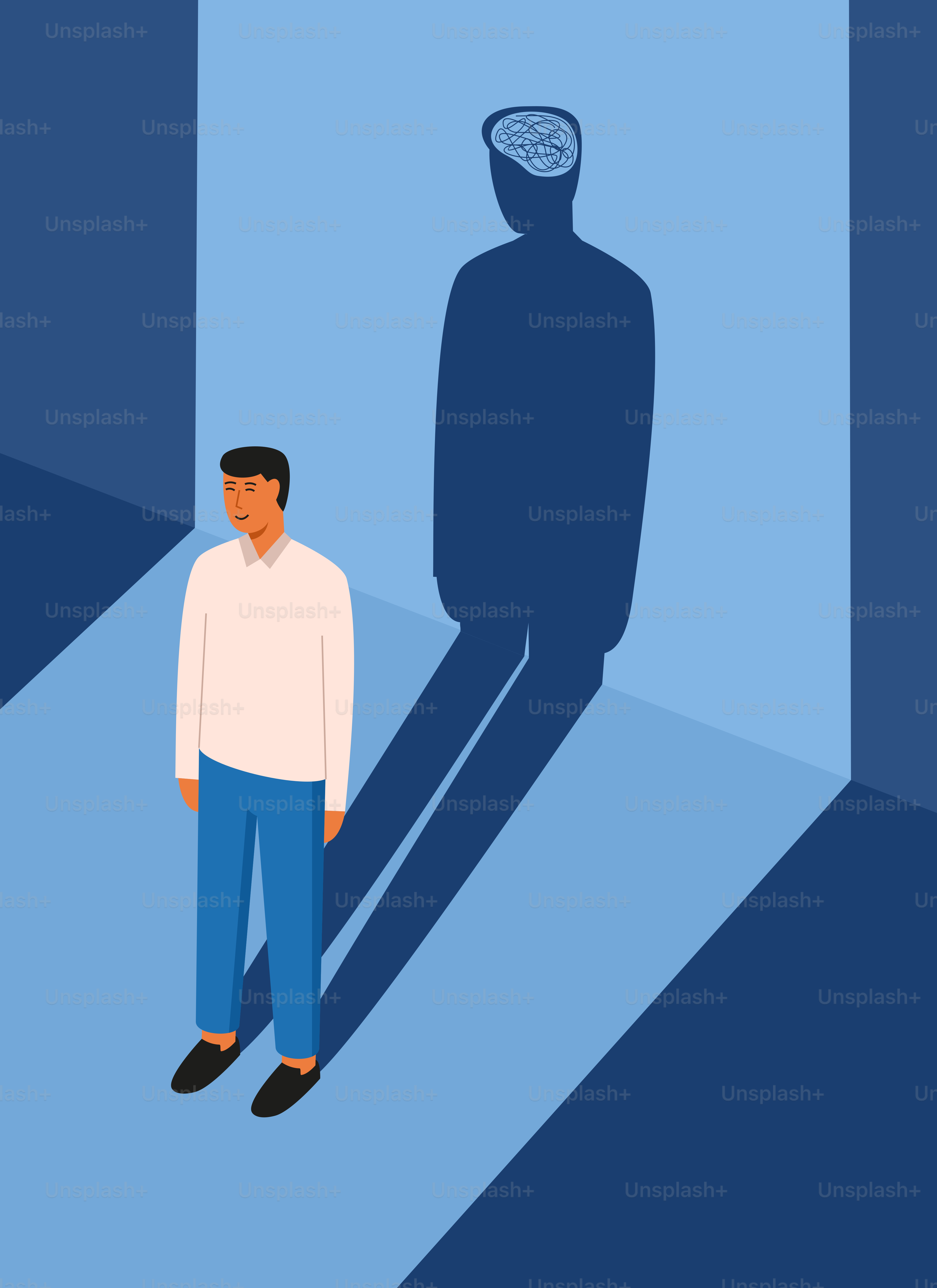 Um homem parado diante da sombra de uma pessoa