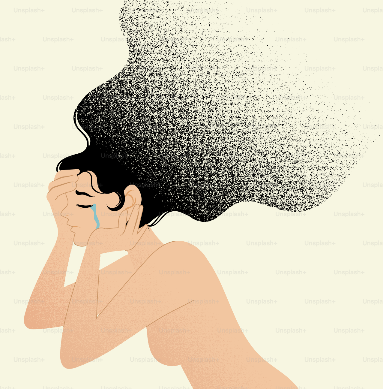 A woman with her hair blowing in the wind