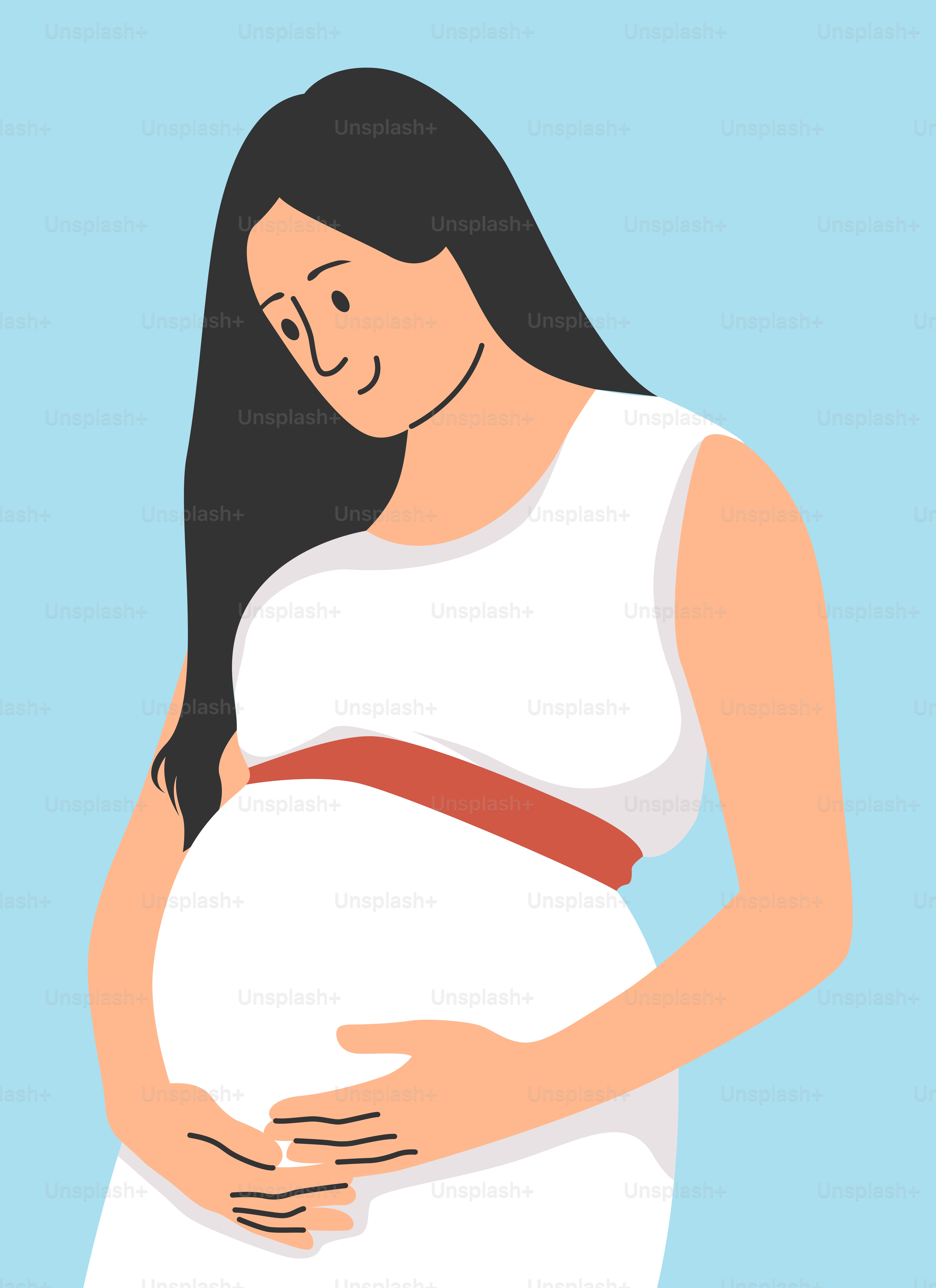 A pregnant woman in a white dress