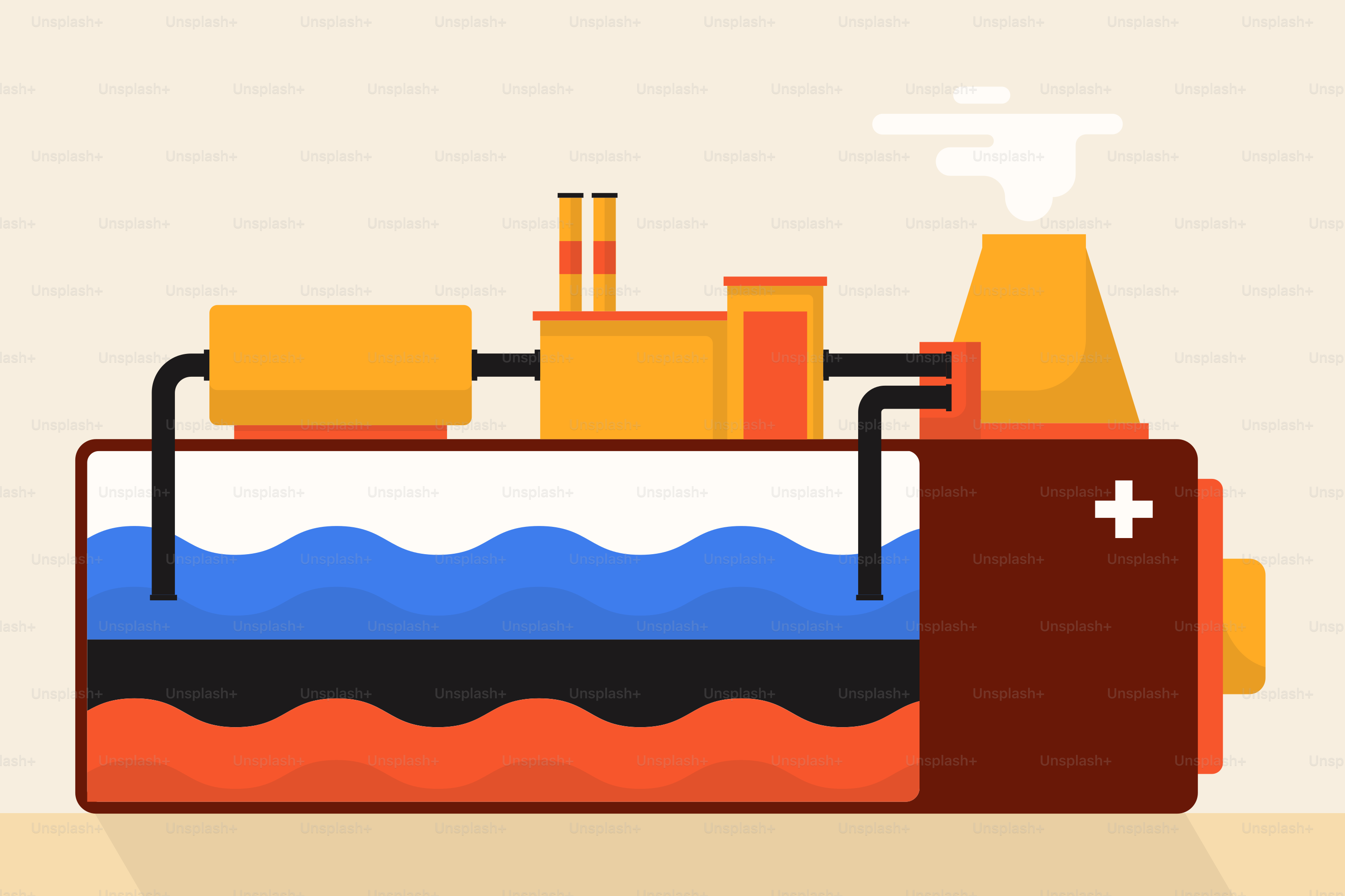 Conception plate d’un récipient avec un tuyau qui en sort