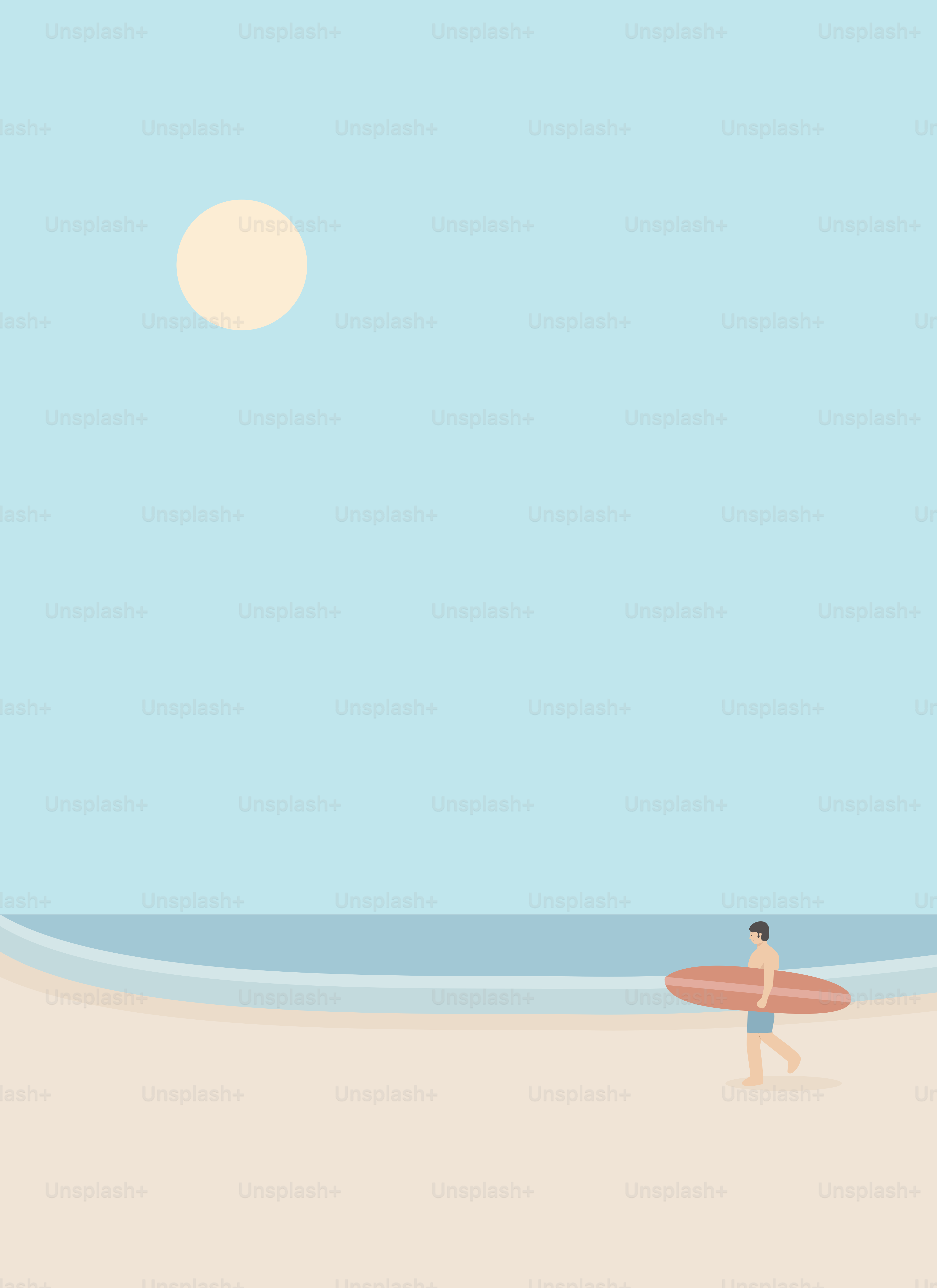 Un homme marchant sur la plage avec une planche de surf