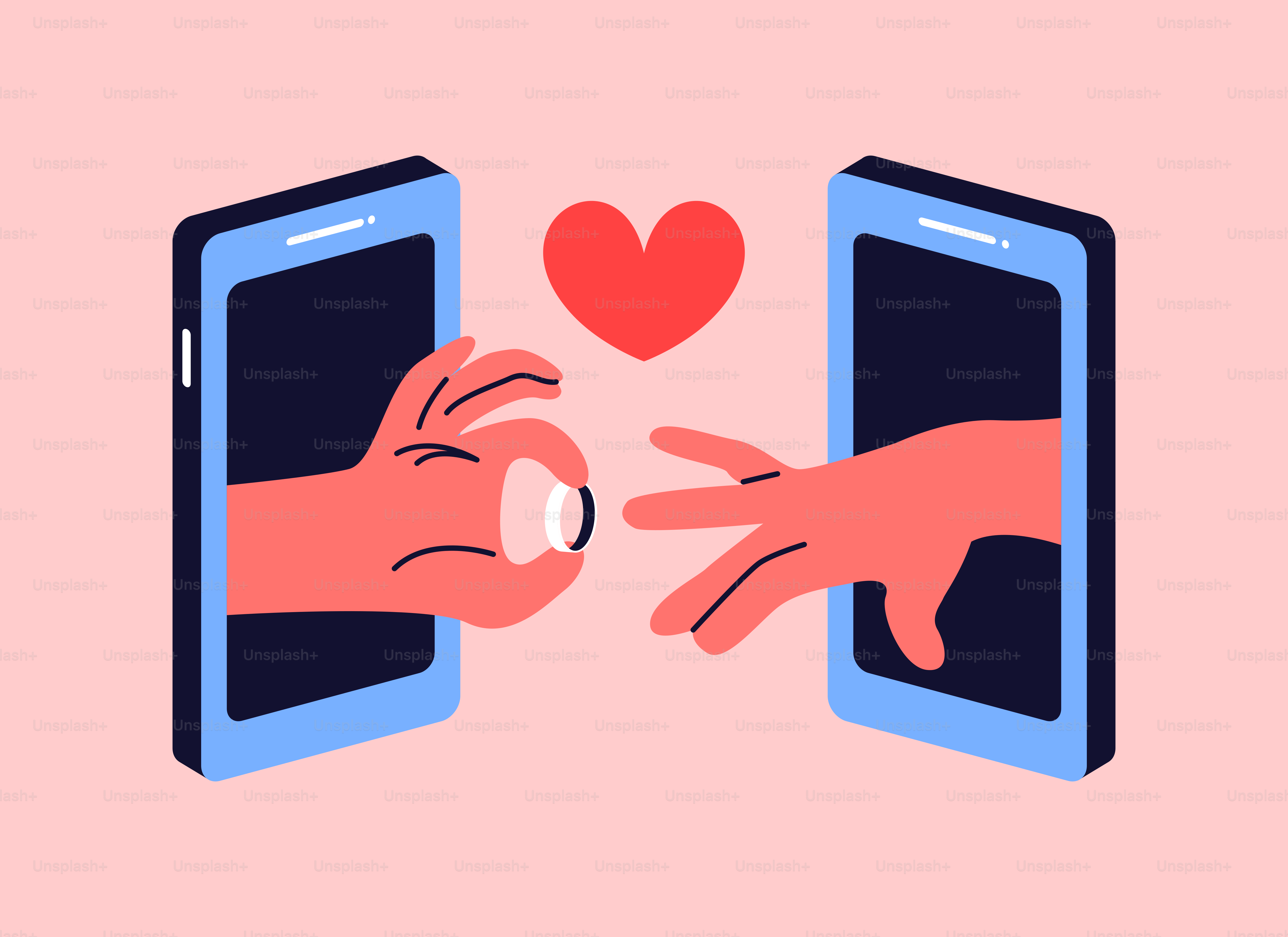 Due mani che si toccano con un cuore sopra di loro