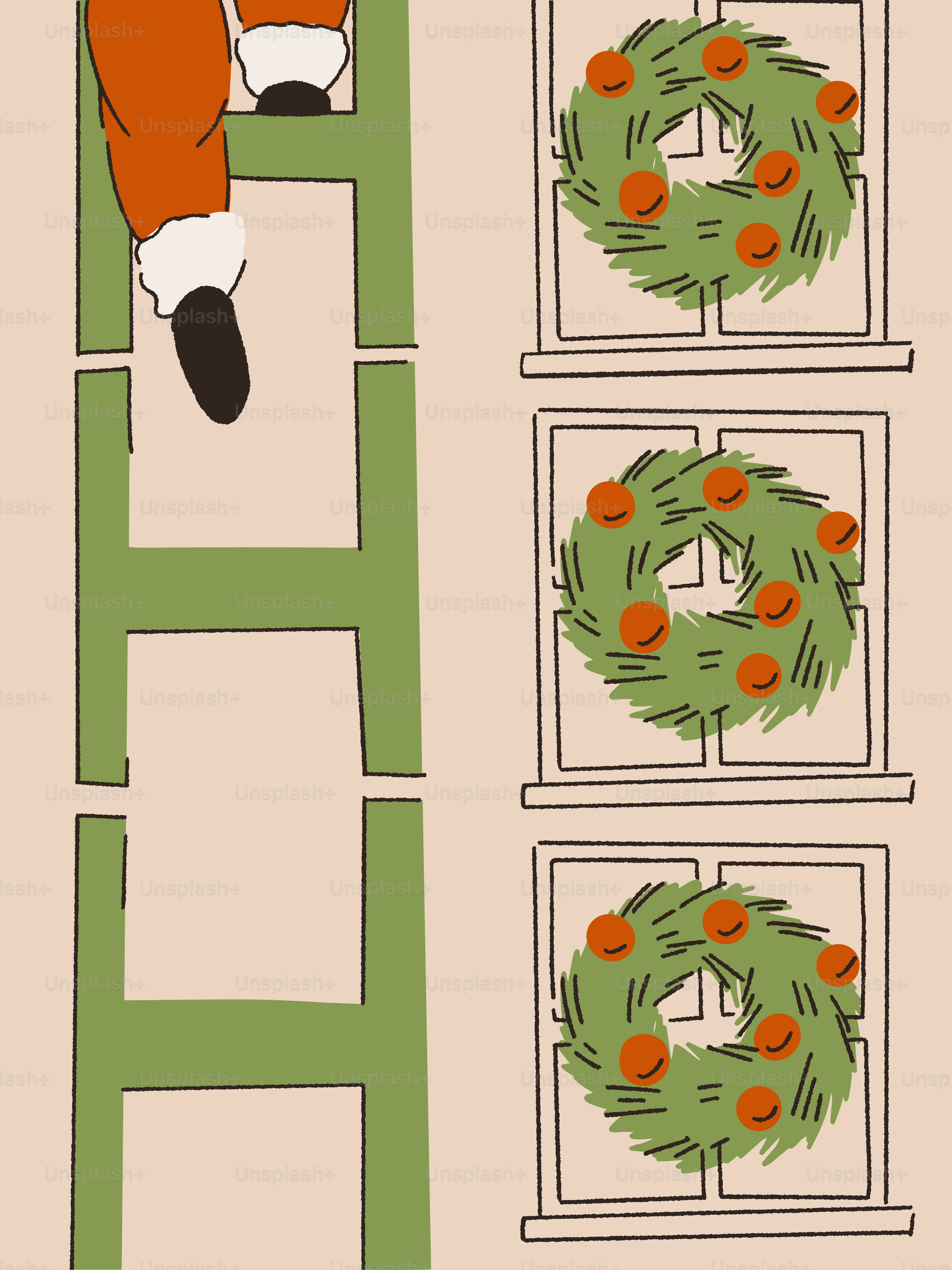 A drawing of a person climbing a ladder