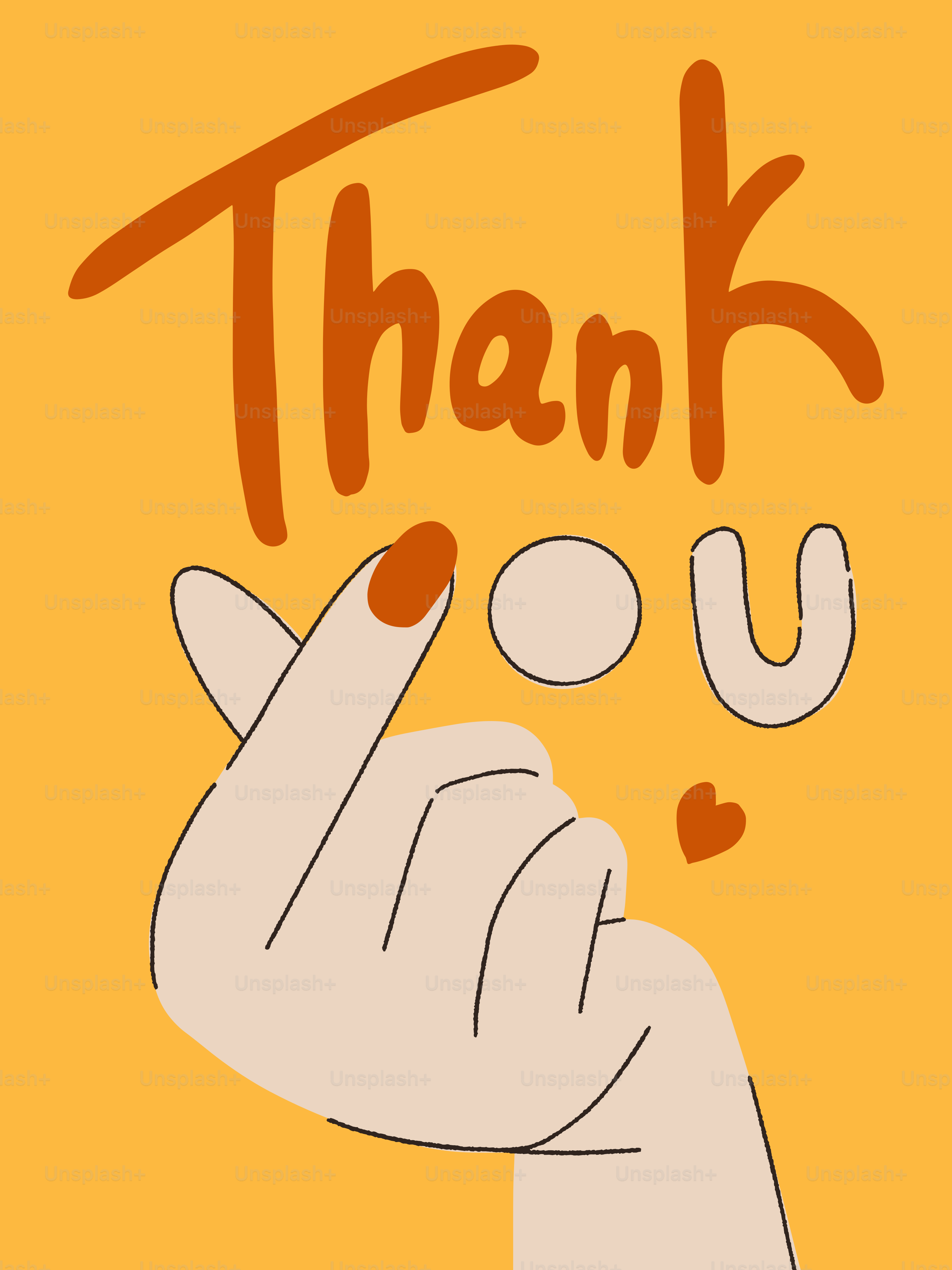 A thank you card with a hand holding a heart