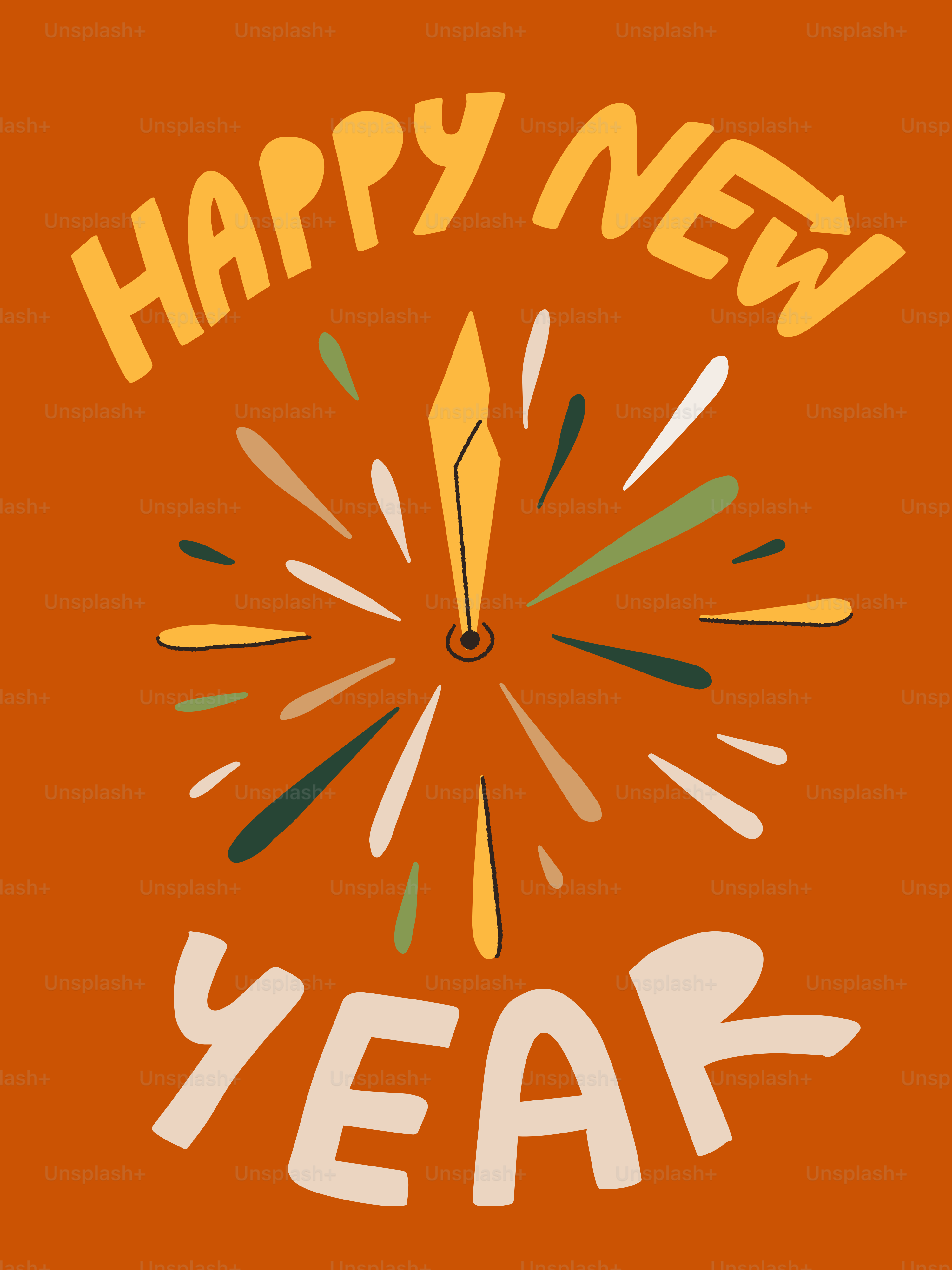 Una tarjeta de feliz año nuevo con fondo naranja