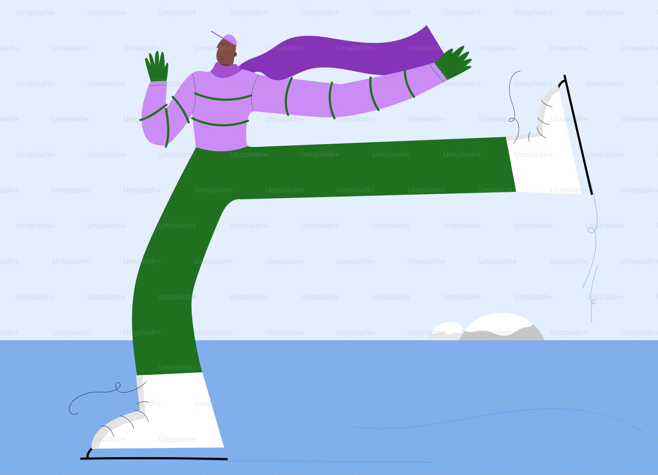 A cartoon of a person standing on a surfboard