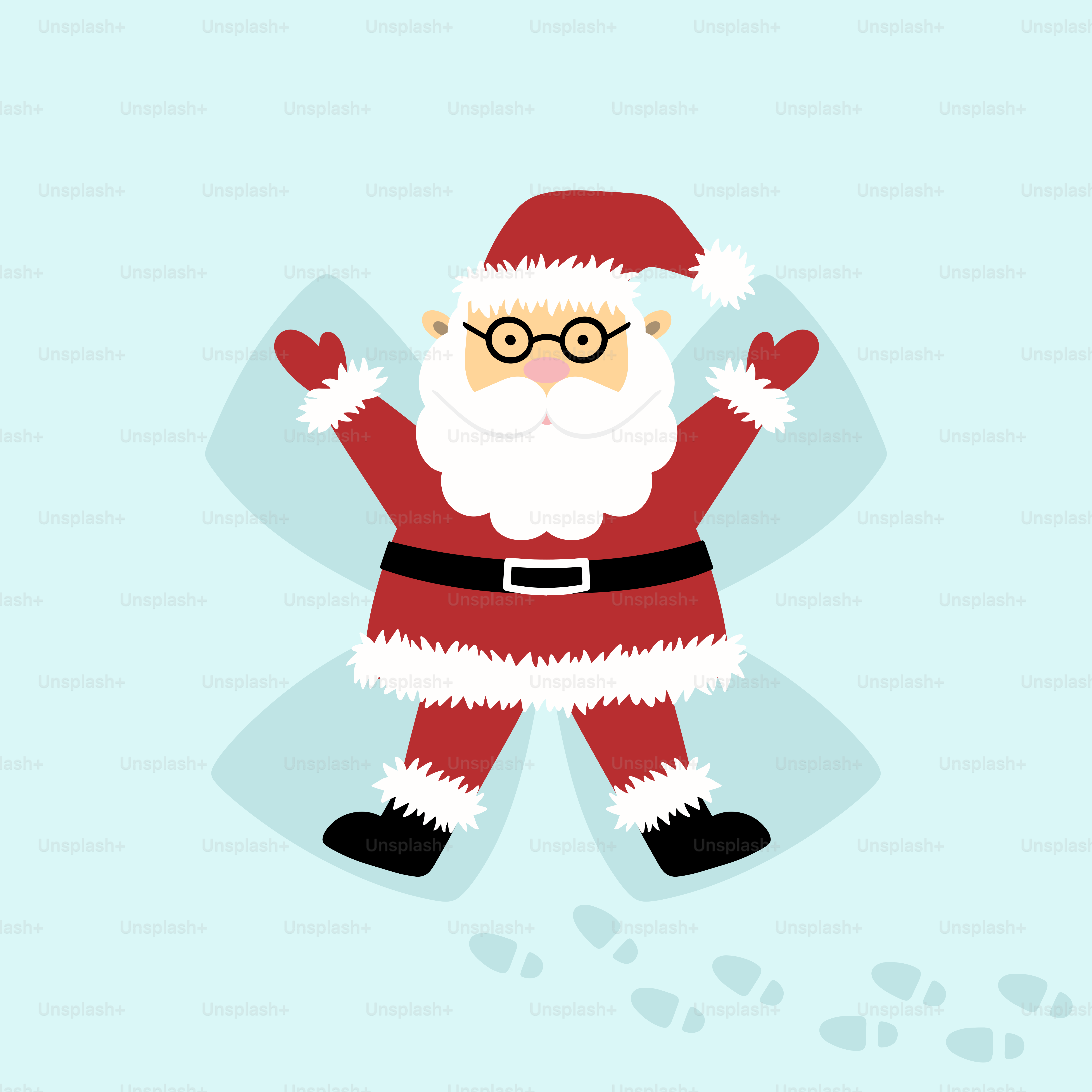 Un Babbo Natale in piedi davanti a uno sfondo blu