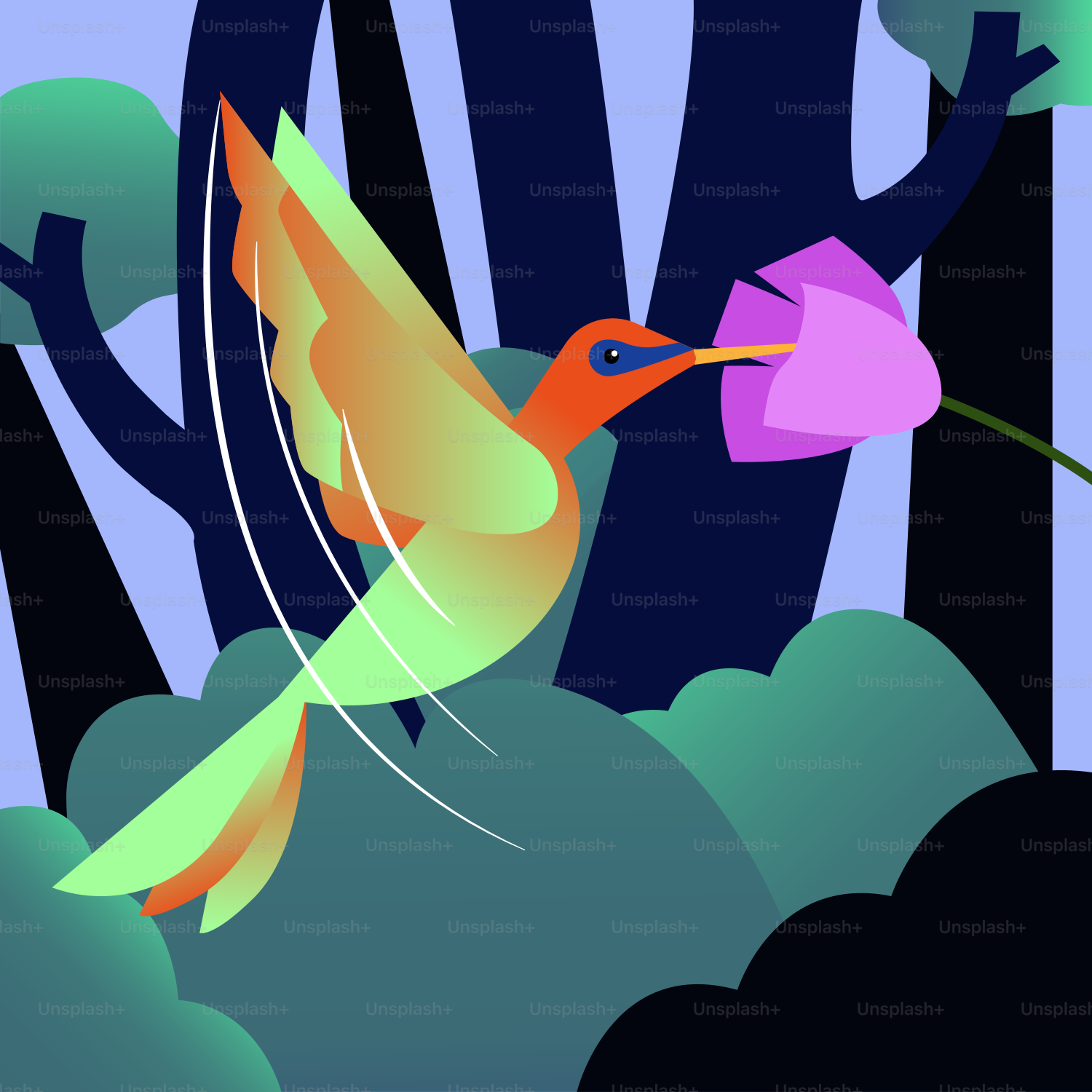 A colorful bird with a flower in its beak