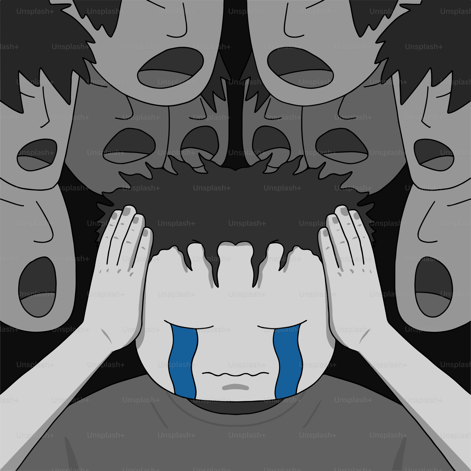 A man covering his face with his hands