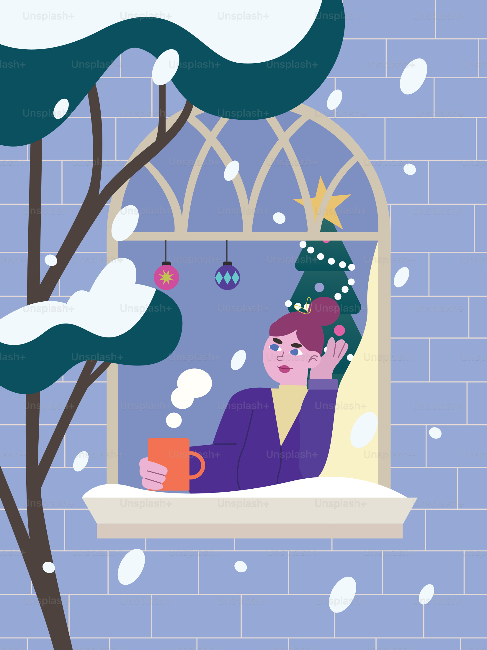 A person sitting on a window sill with a cup of coffee