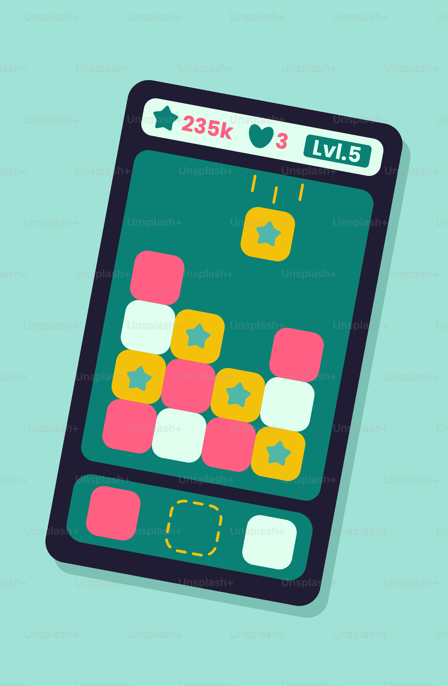 Um celular com um jogo na tela