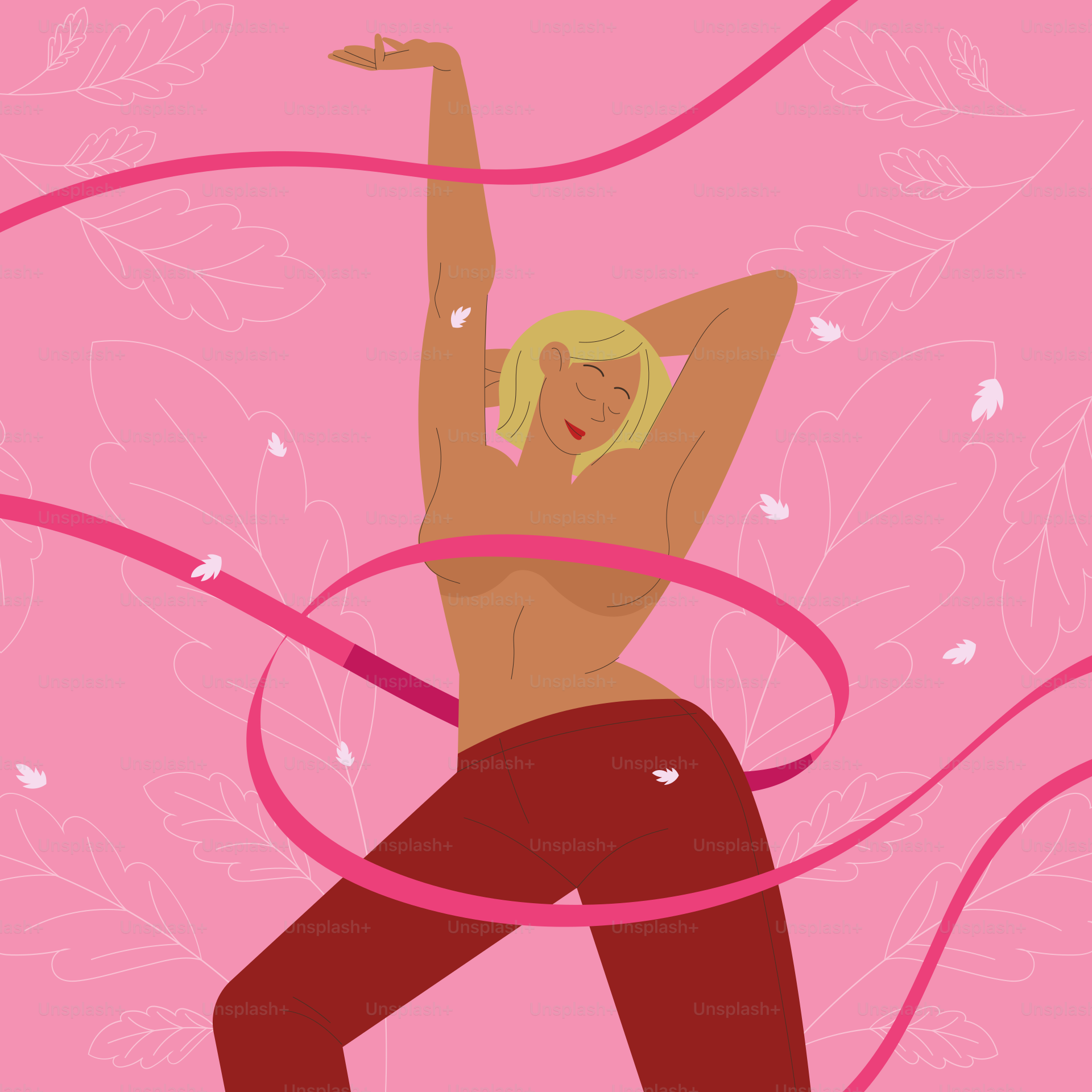 A woman with a hula hoop around her neck