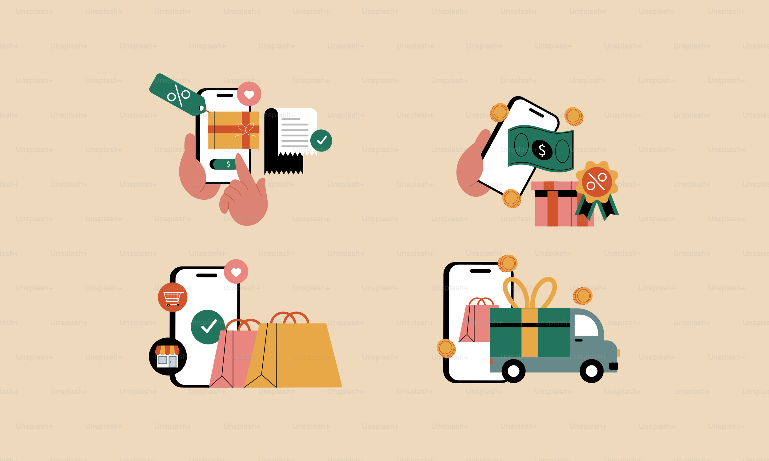 A person holding a smart phone next to a bunch of items