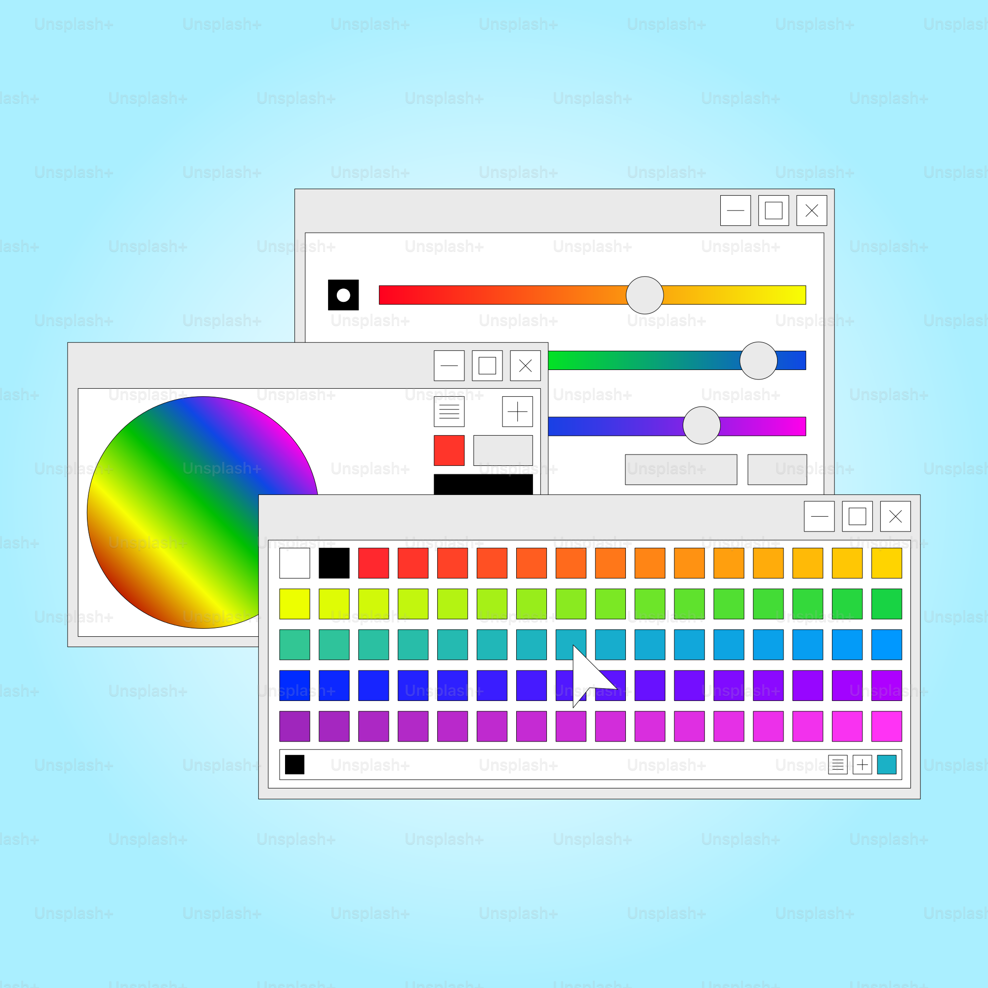 A computer screen with a color wheel on it