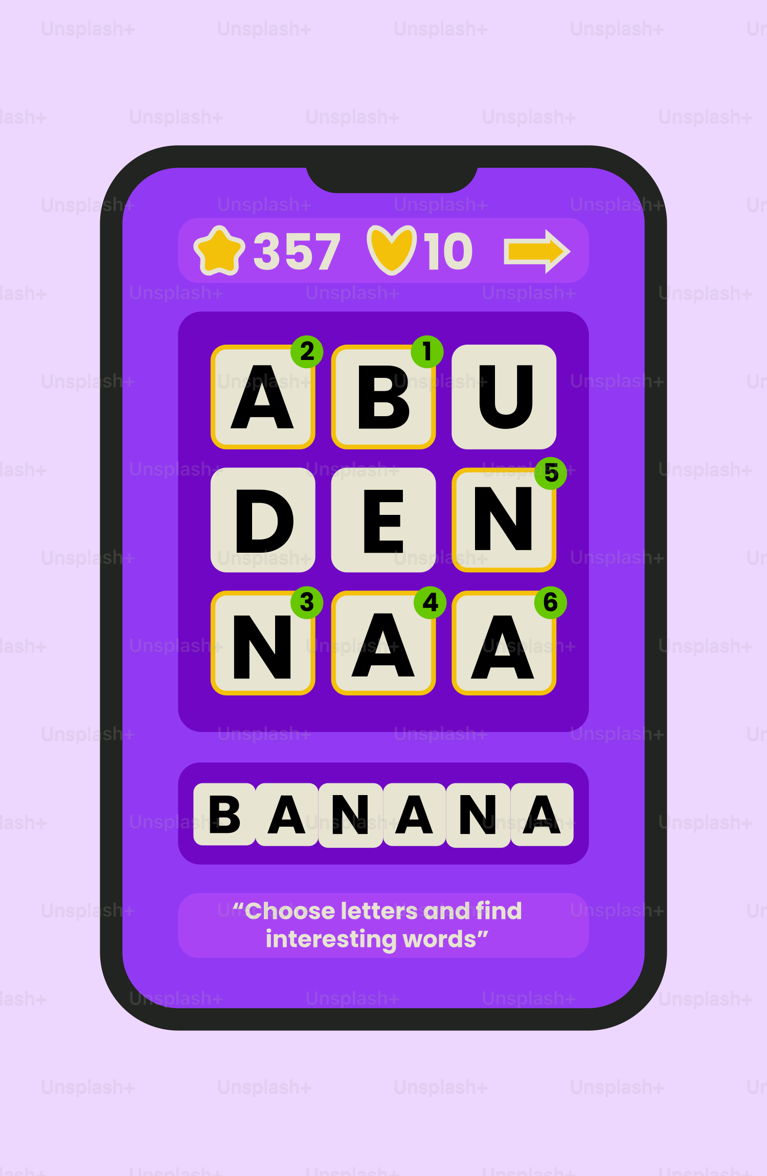 Un telefono viola con parole sullo schermo