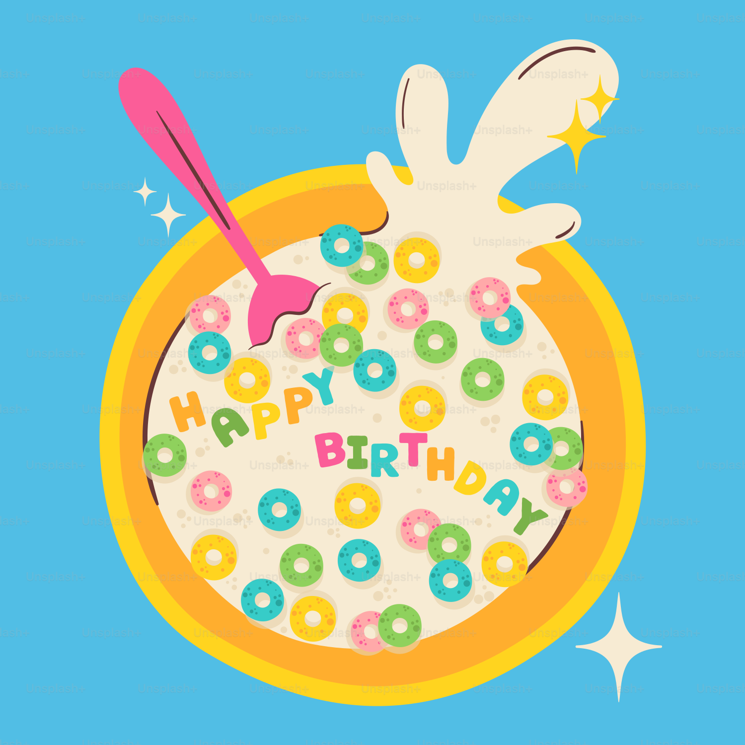 A happy birthday card with a bowl of cereal