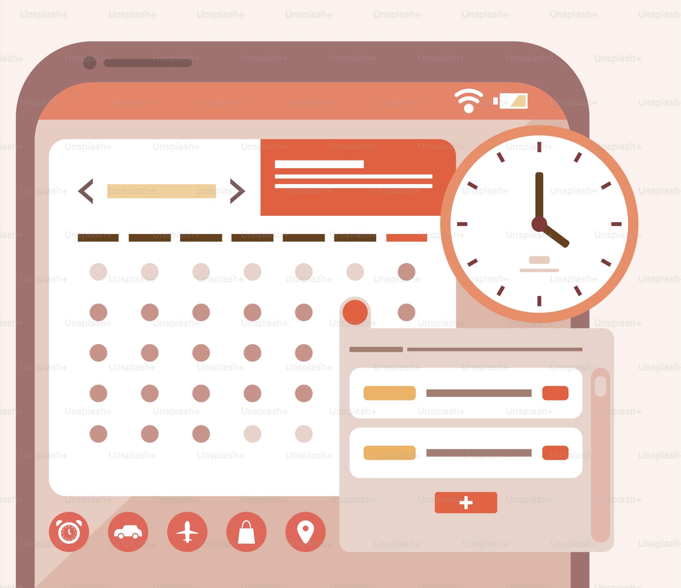 A computer screen with a clock on top of it