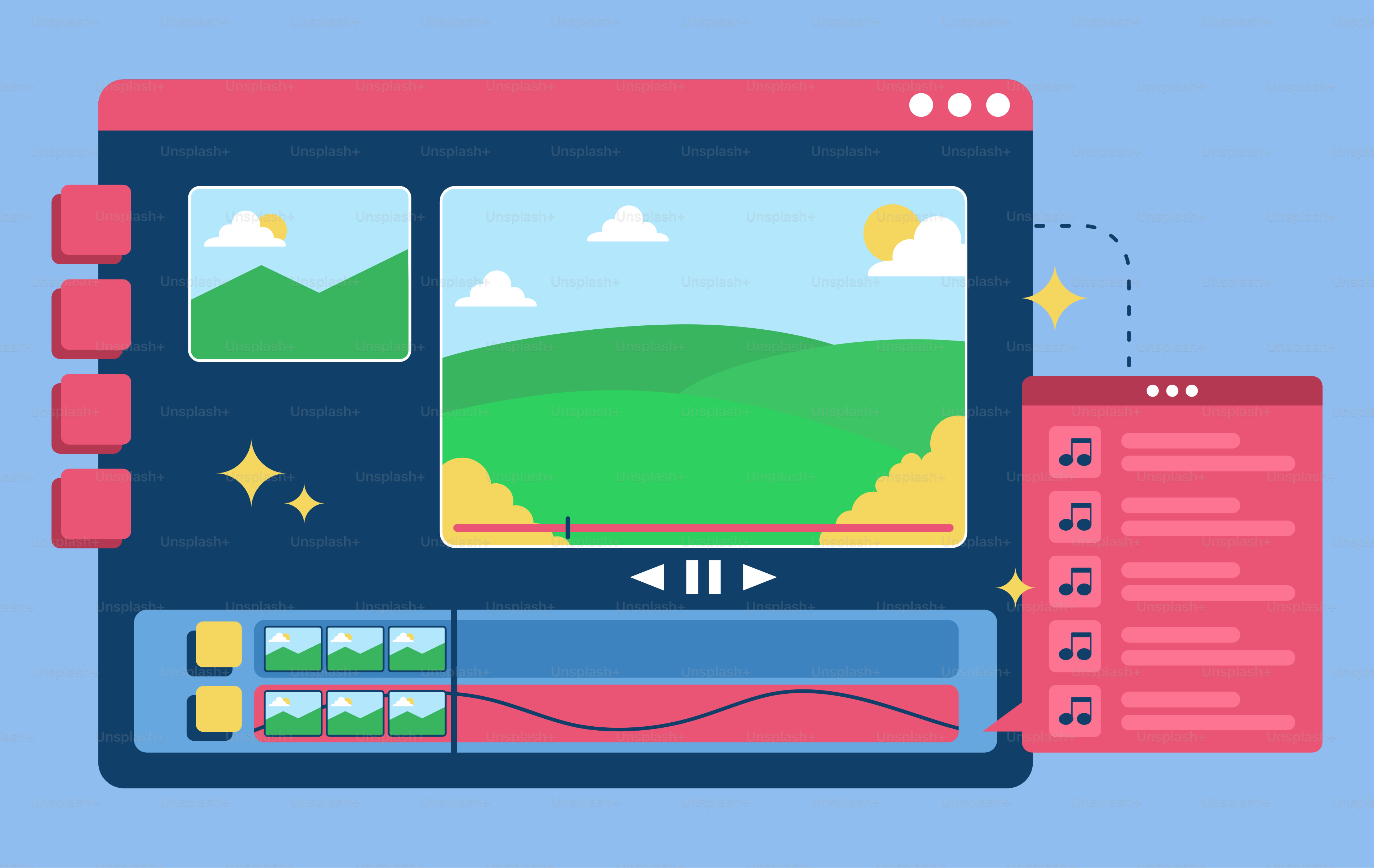 Uma tela de computador com um player de vídeo
