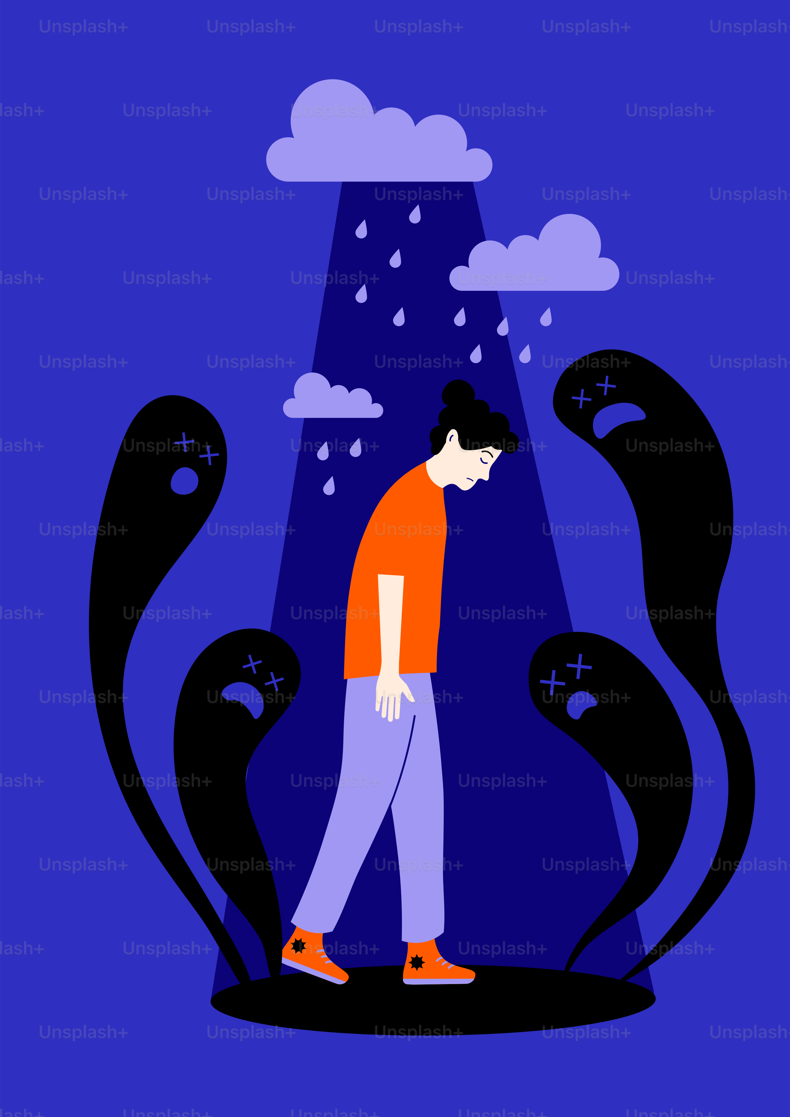 A man walking in the rain with an umbrella