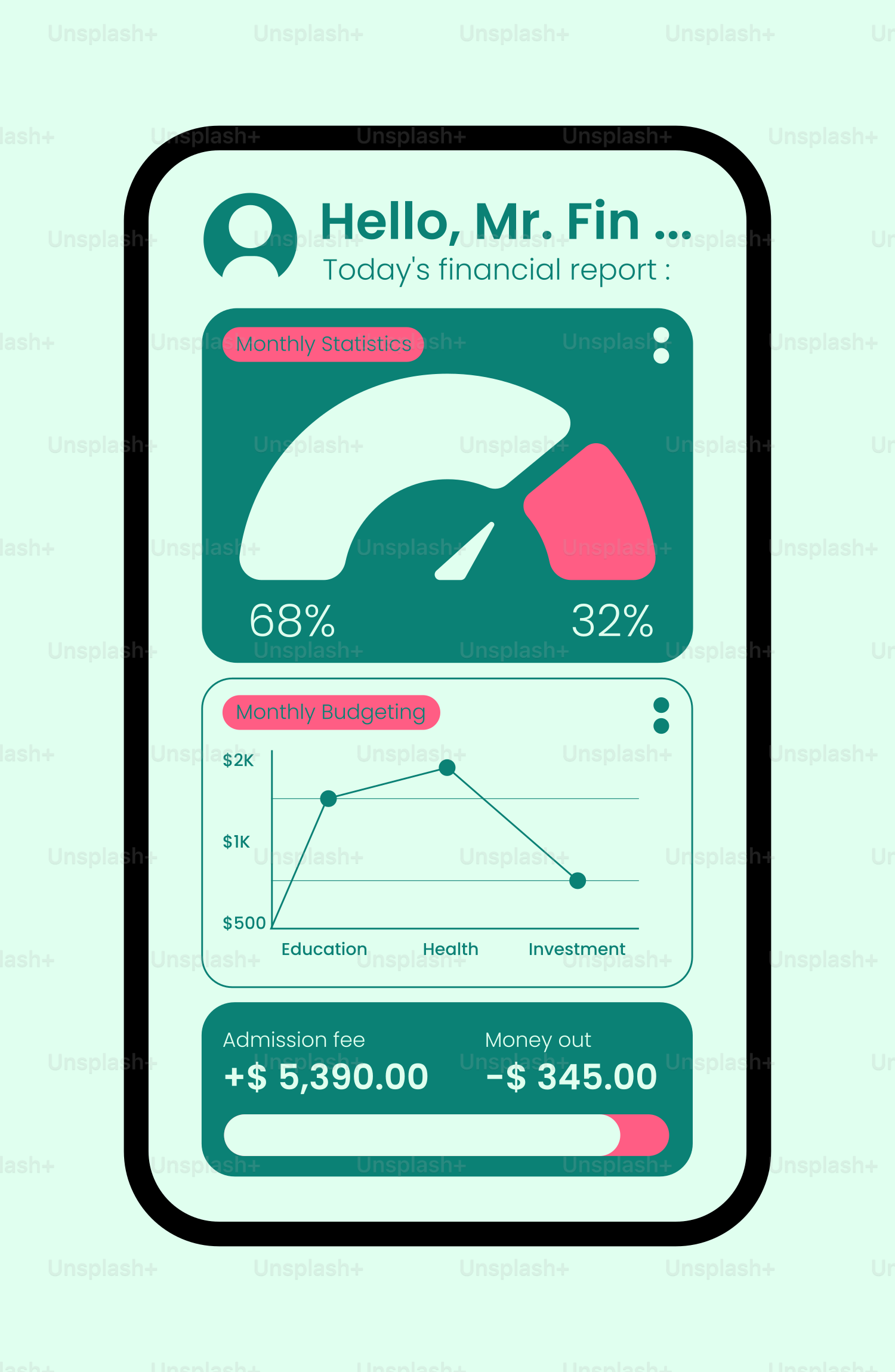 A cell phone with a graph on the screen