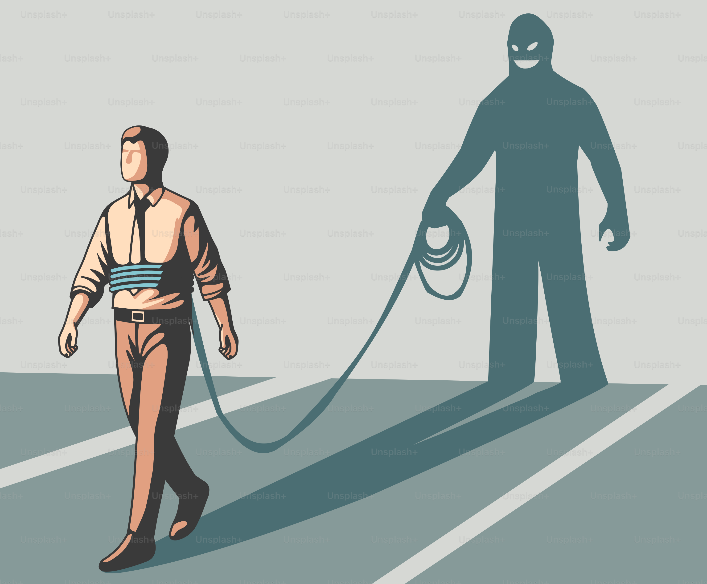 A man walking a dog in a parking lot