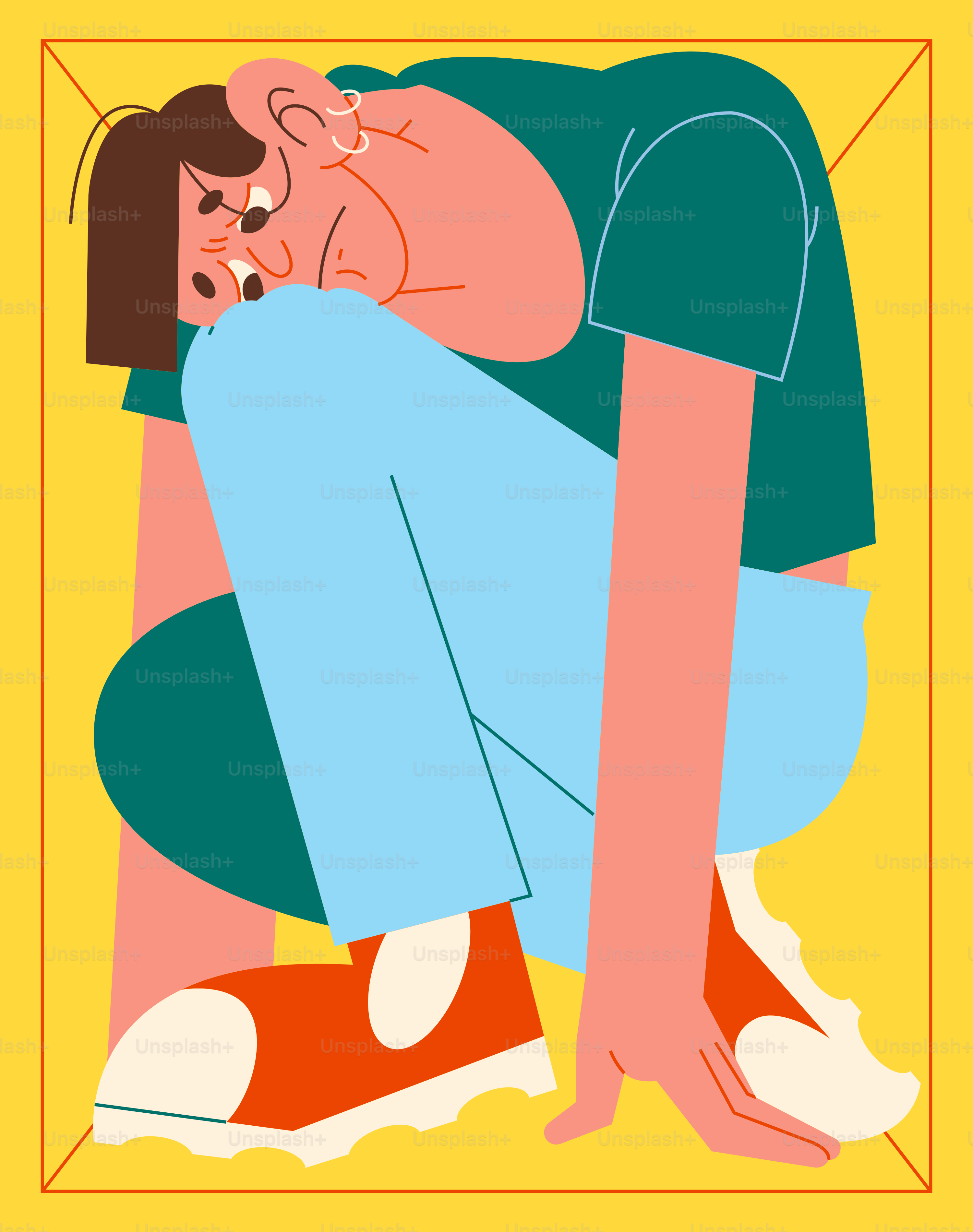 A woman is hugging her baby on the floor