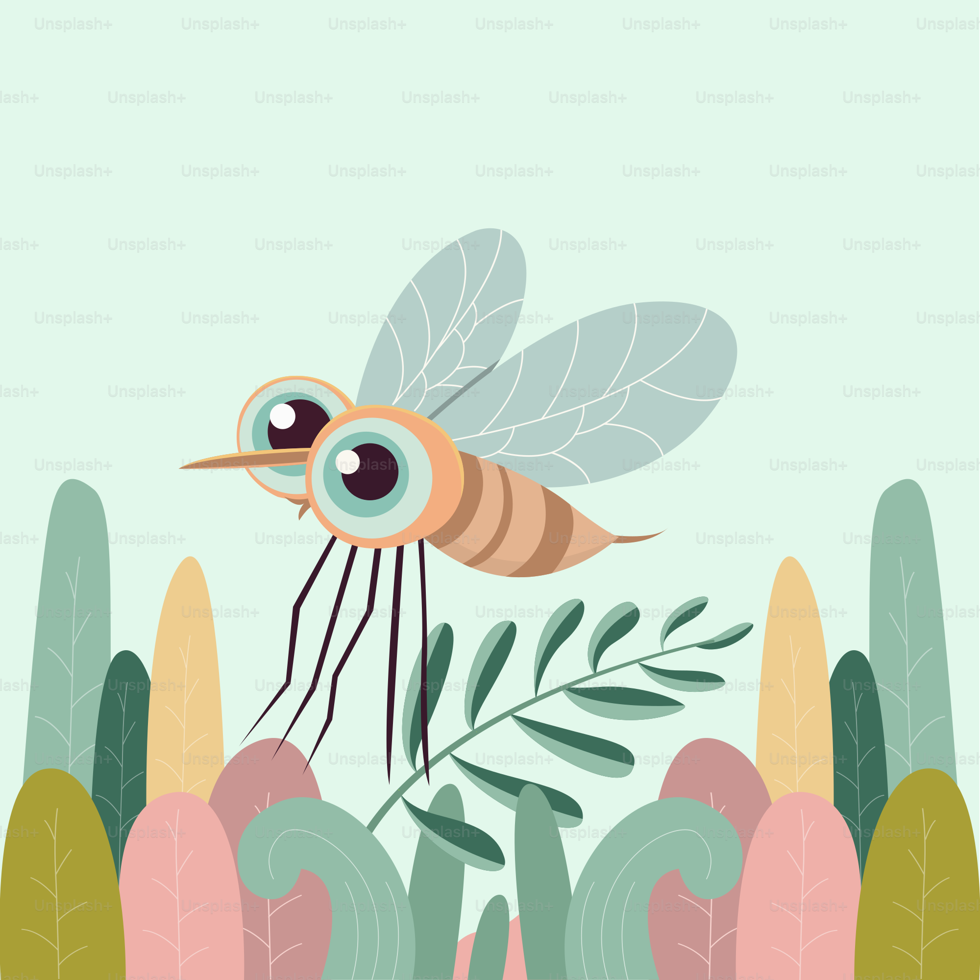 A picture of a bee flying over a plant