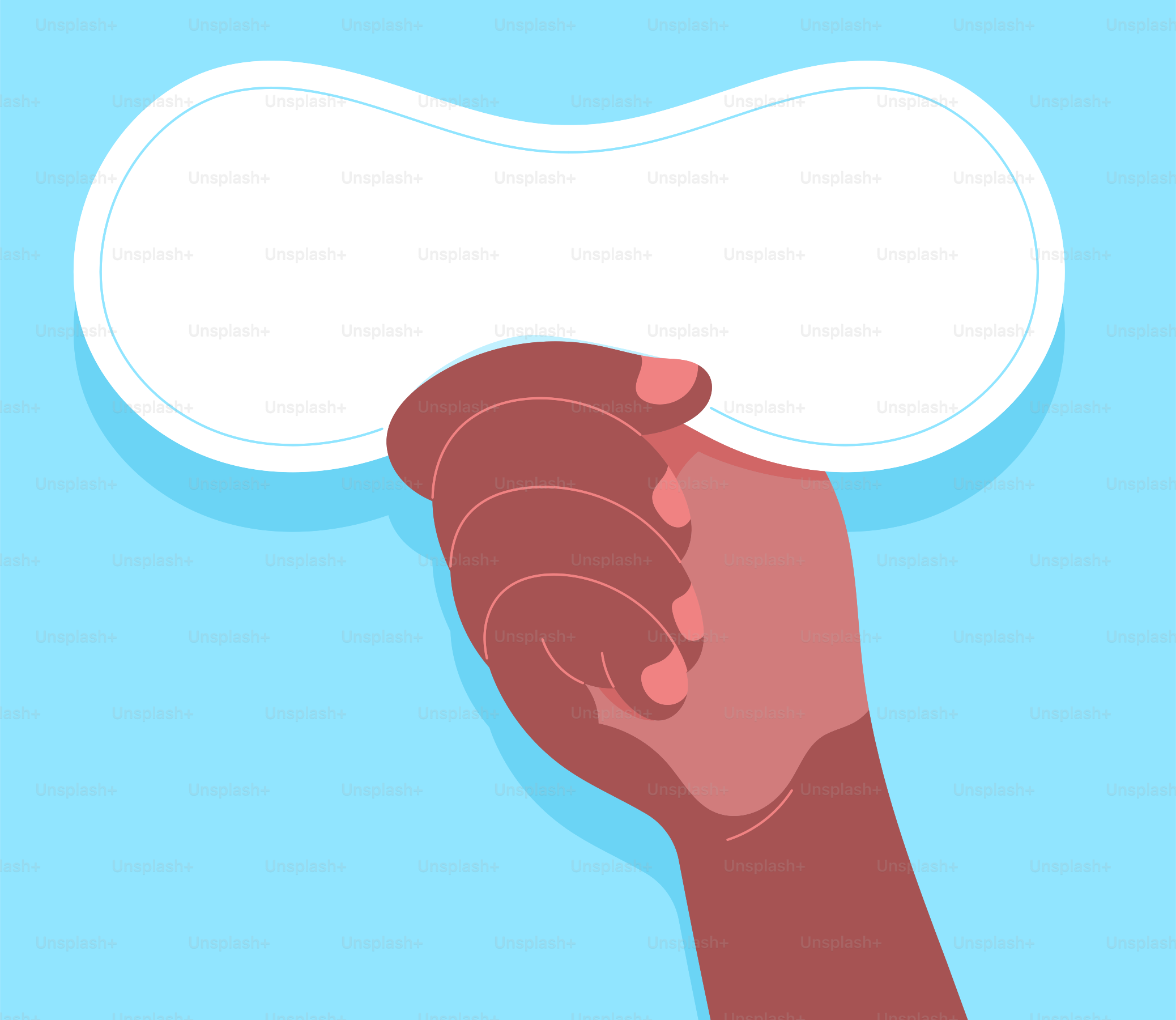 A hand holding a blank sign with a blue background