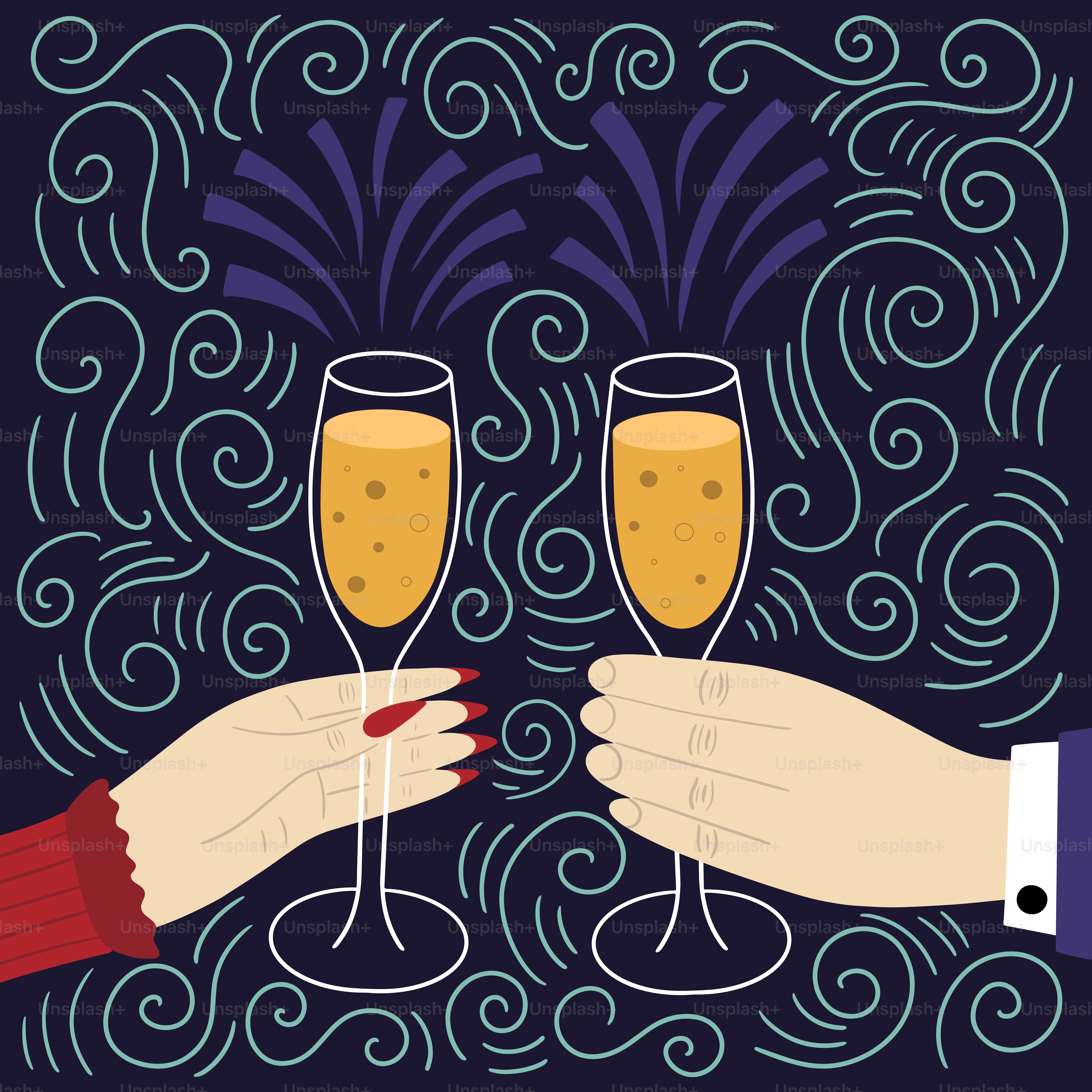 A couple of people holding glasses of champagne