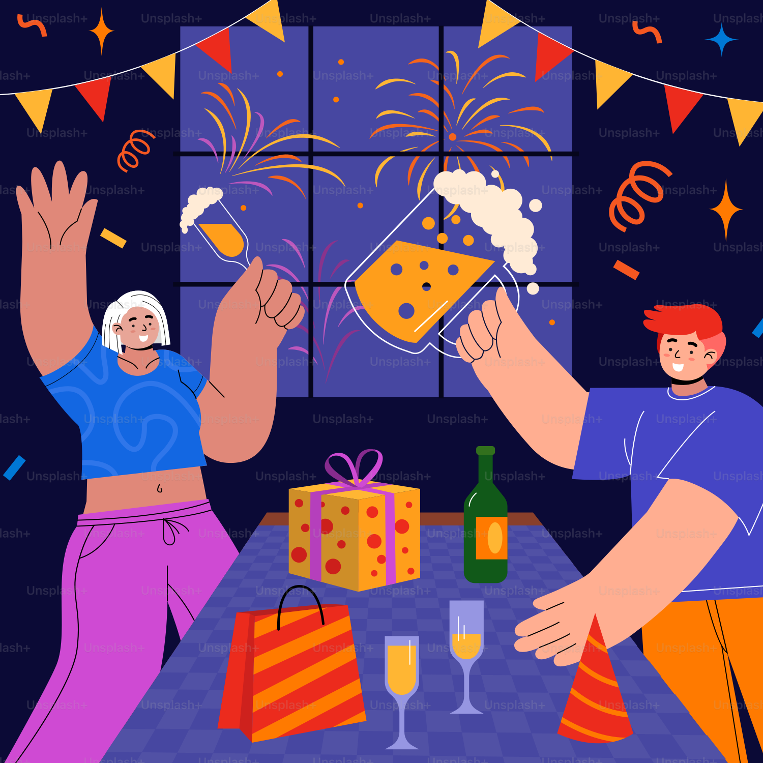 A man and a woman celebrating a birthday