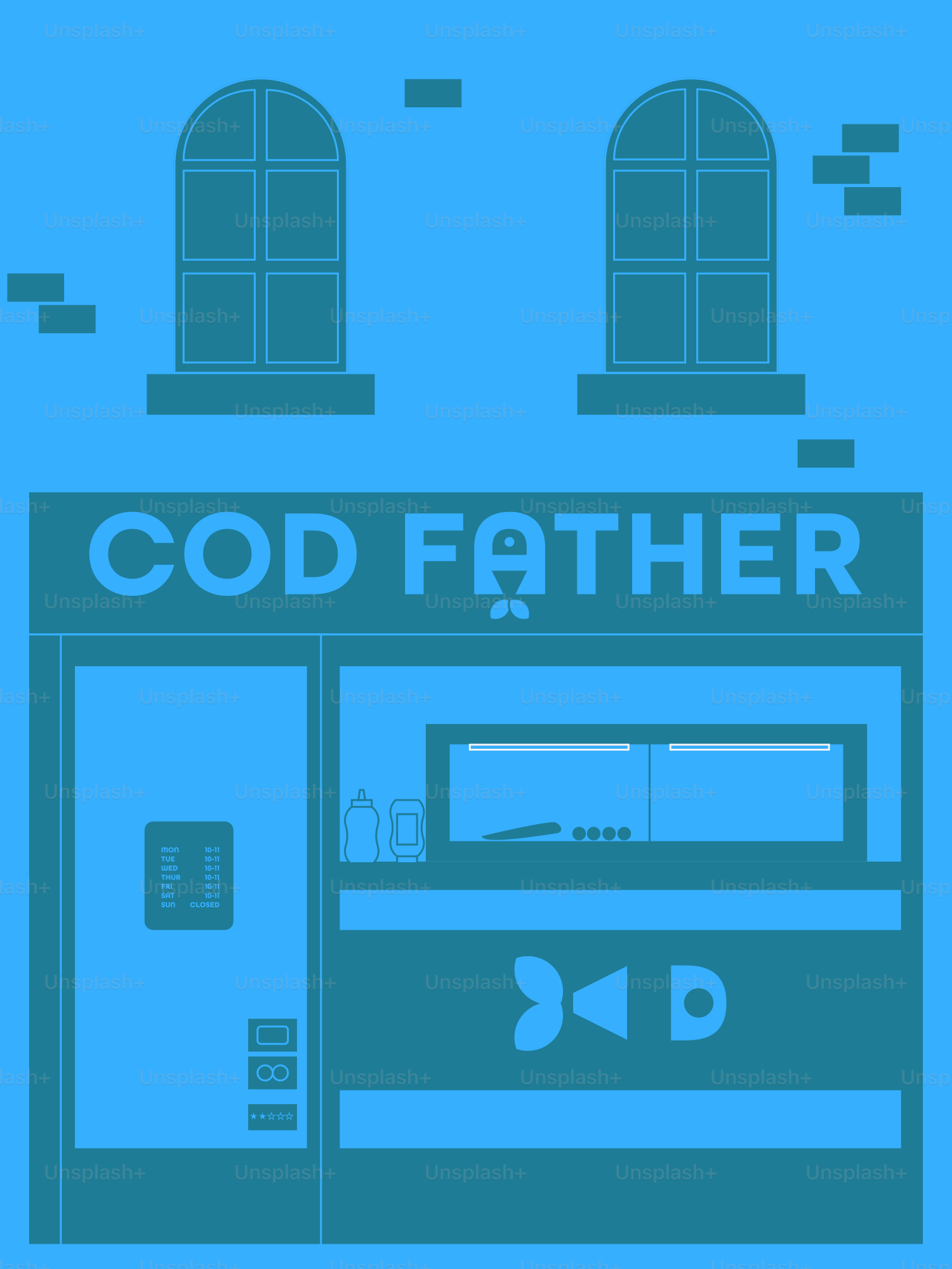 A blue poster with the words god father on it