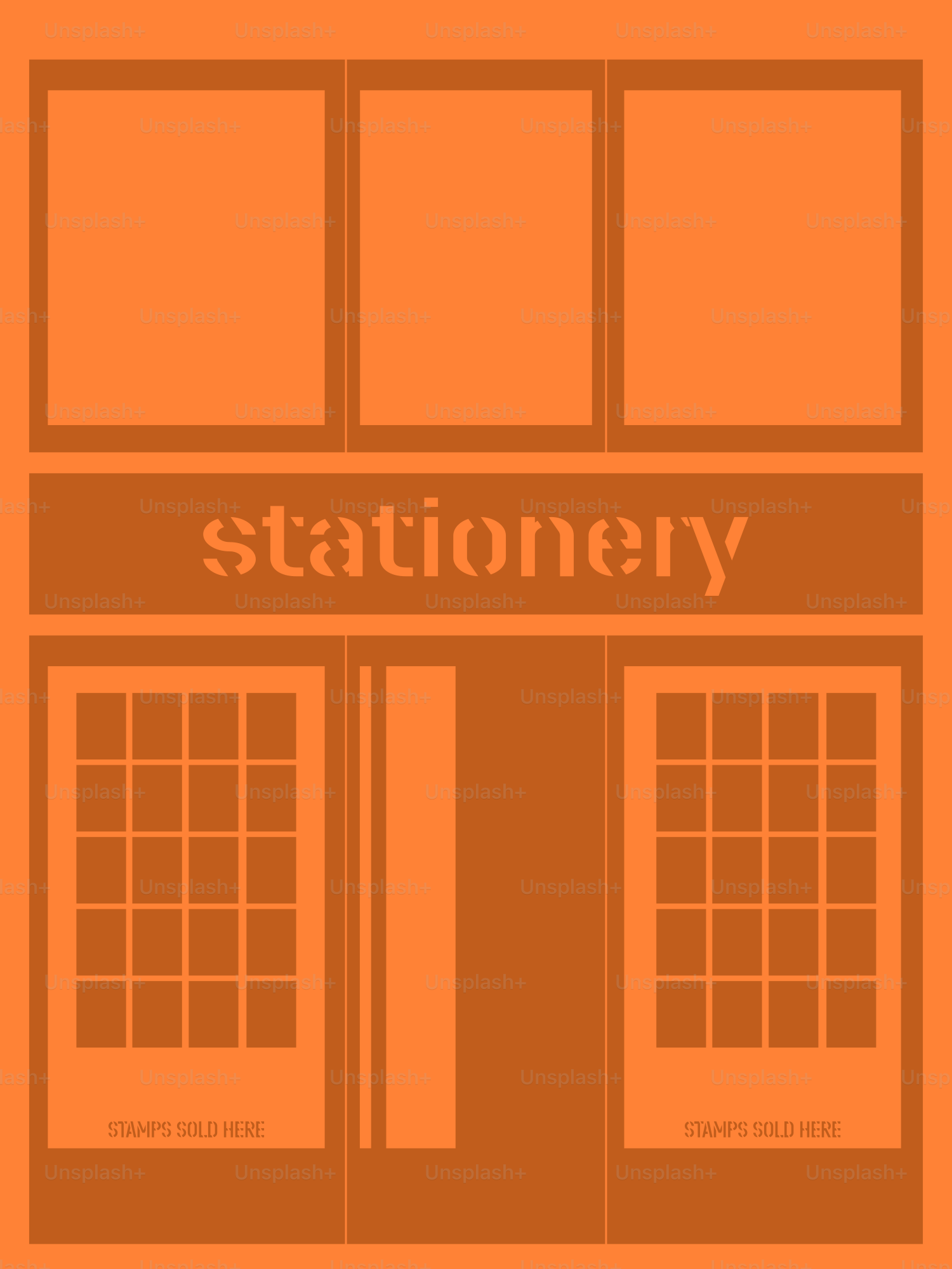 The front of a stationery building with windows