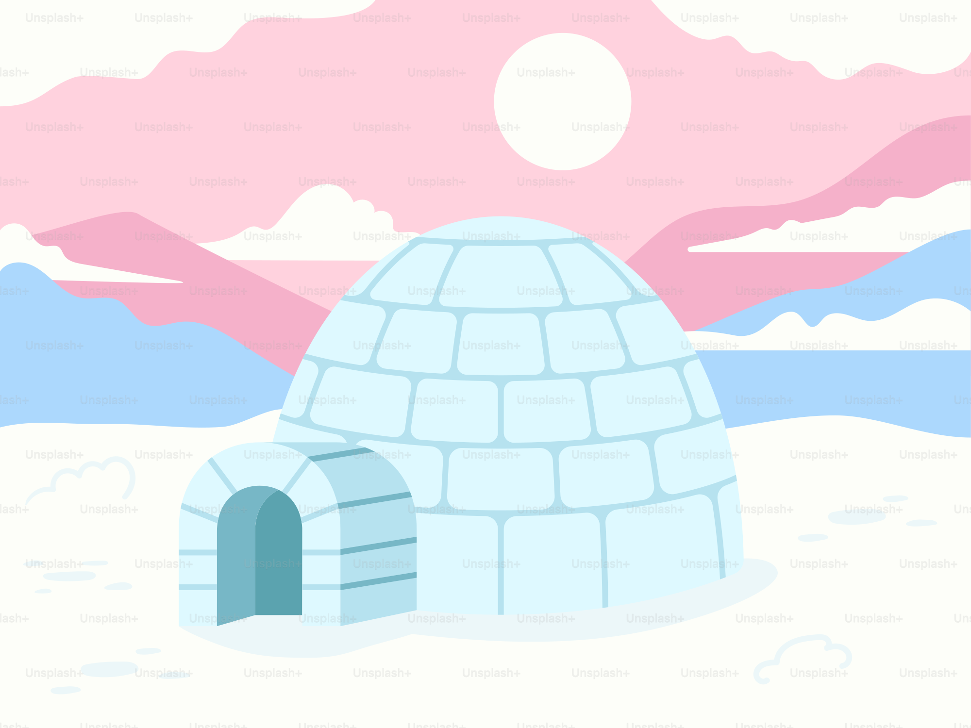 An igloose in the middle of a snowy landscape