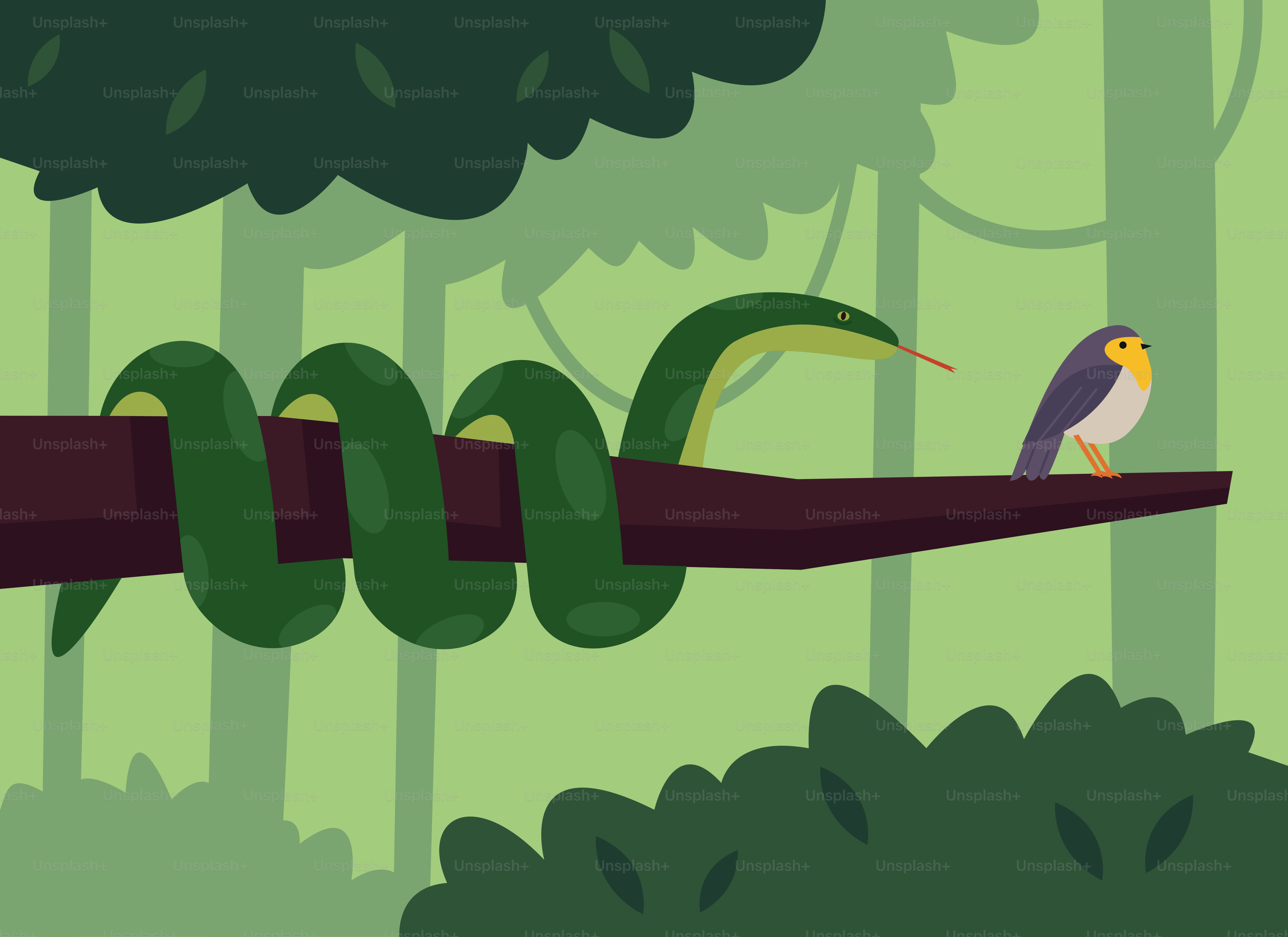 Ein Vogel, der auf einem Ast im Wald sitzt