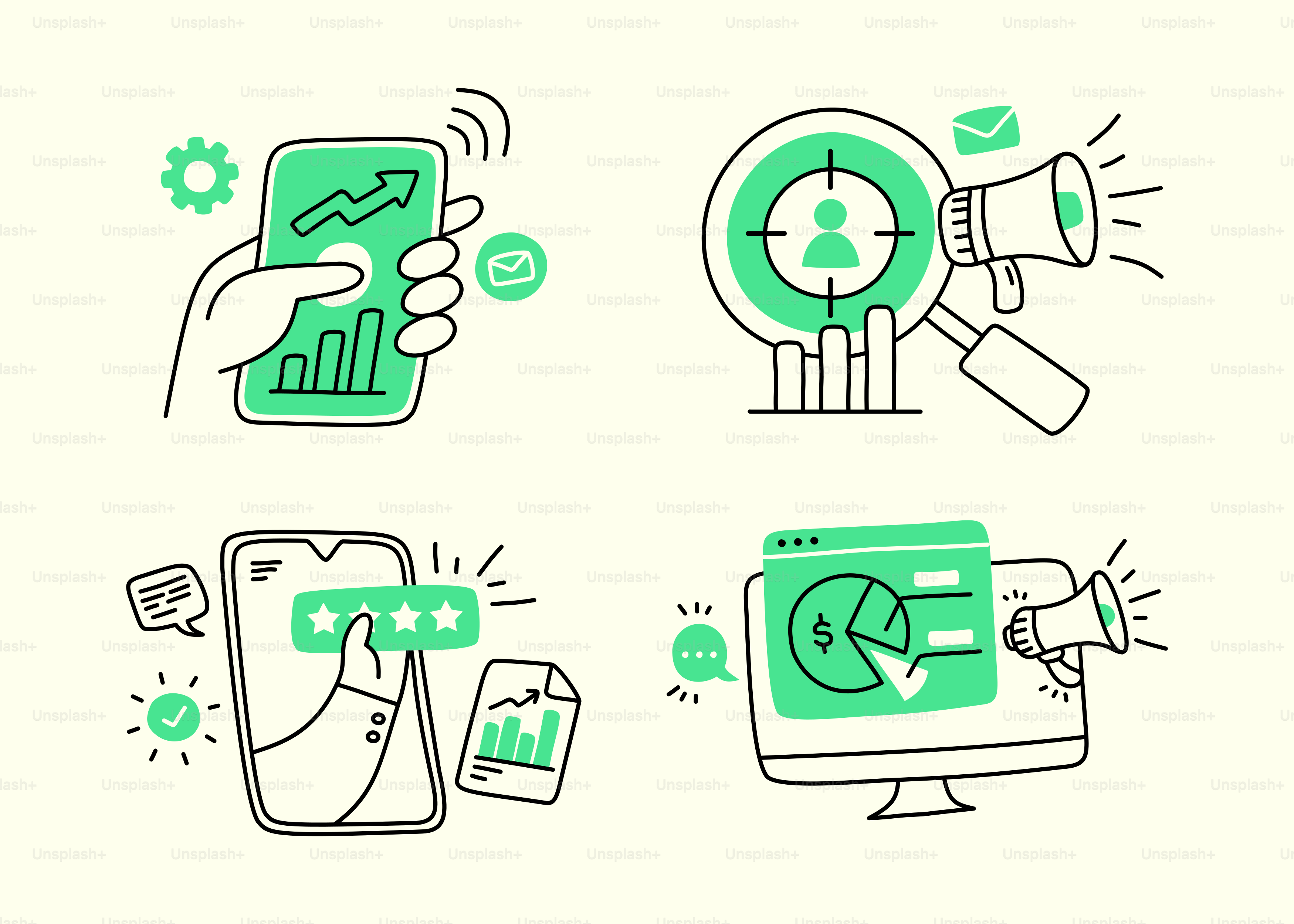 A series of icons depicting different types of technology vector ...