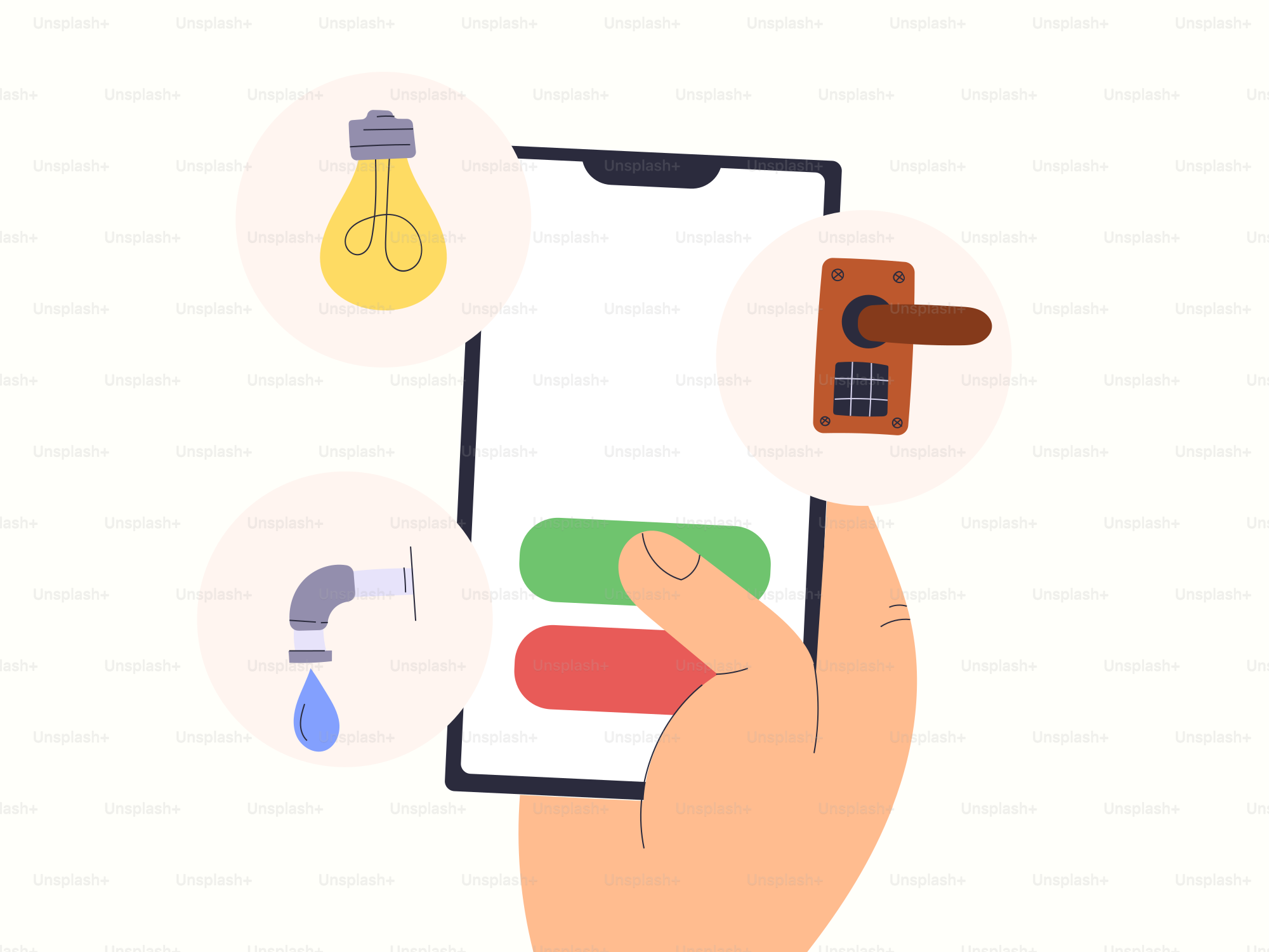 Eine Hand, die ein Smartphone mit Symbolen umgeben hält