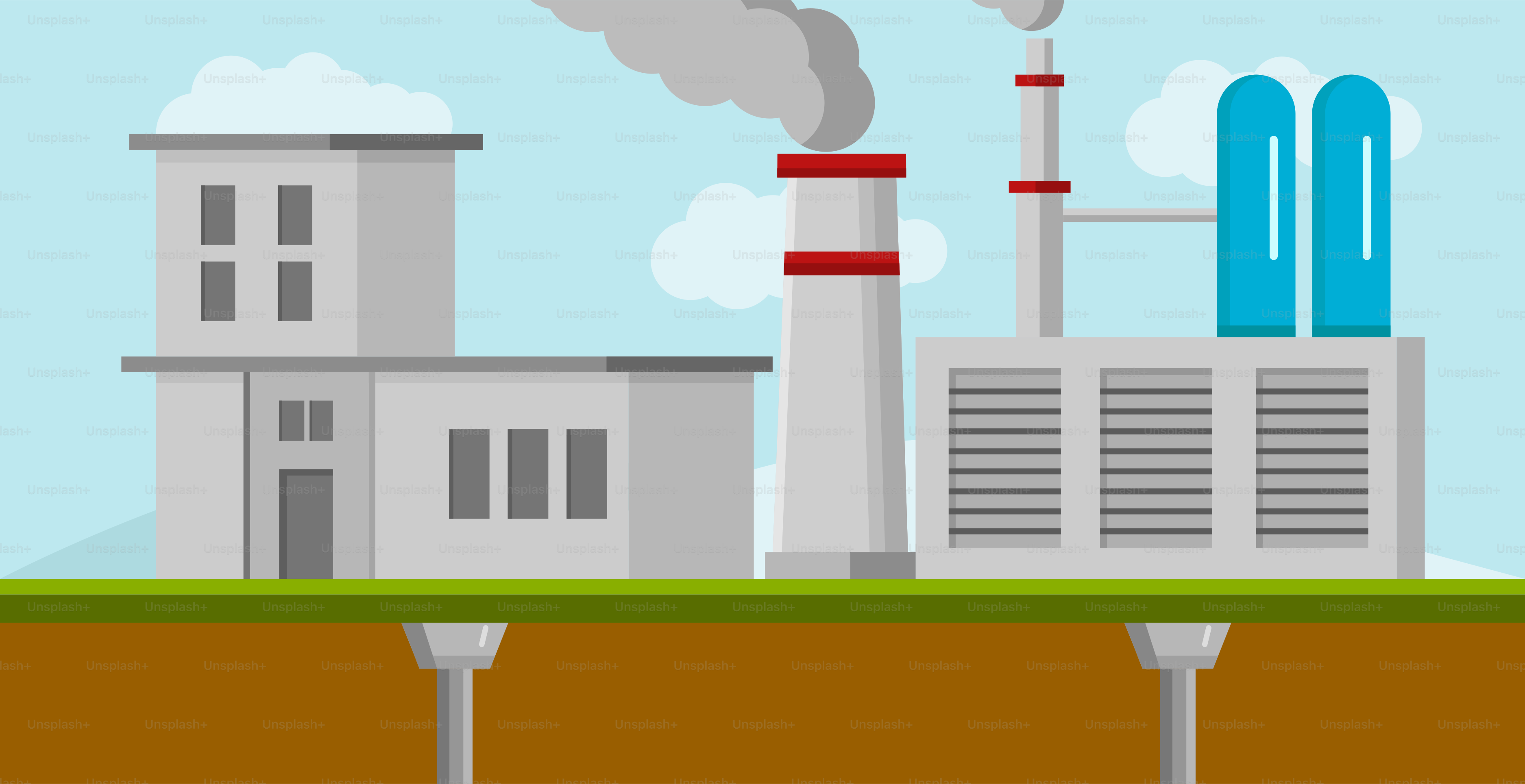 A factory with smoke coming out of it