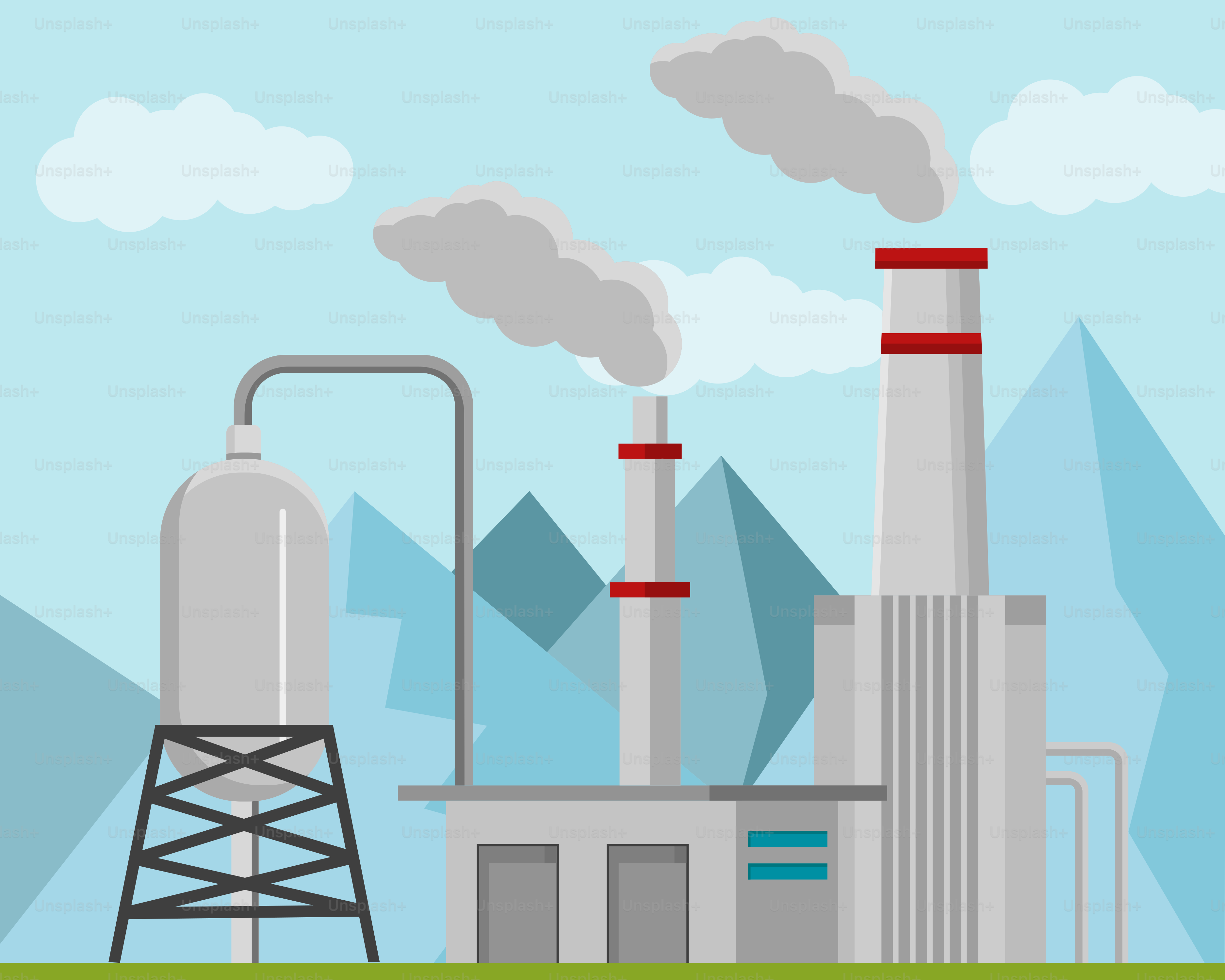 A factory with smoke coming out of it