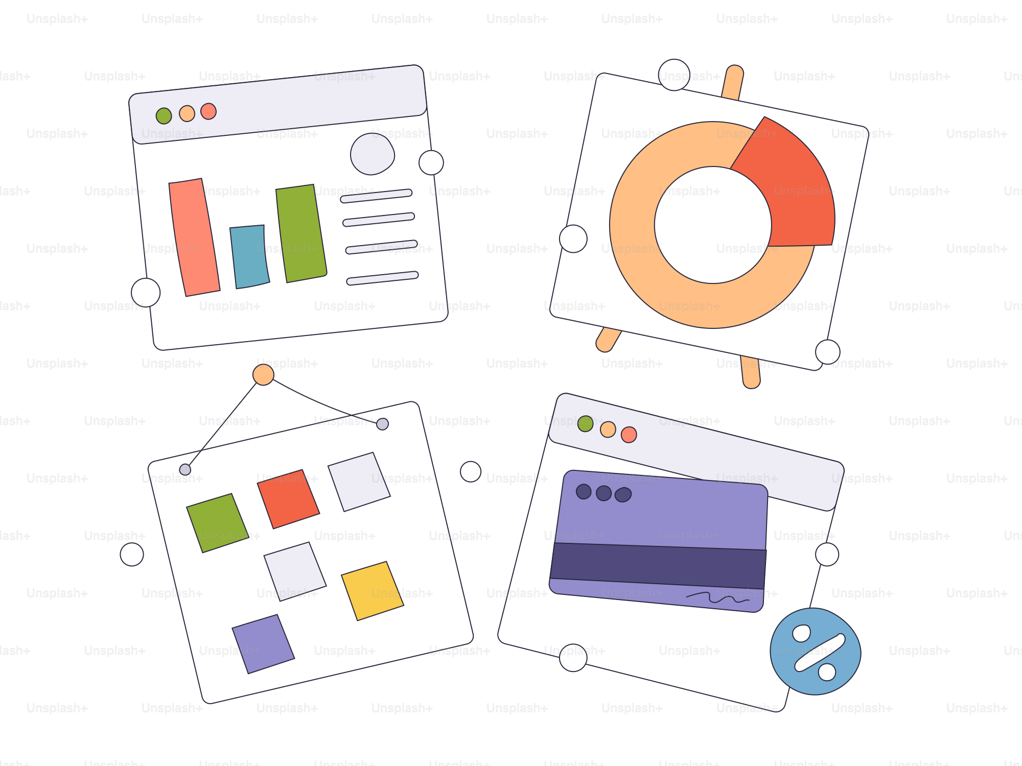 A group of three different colored images