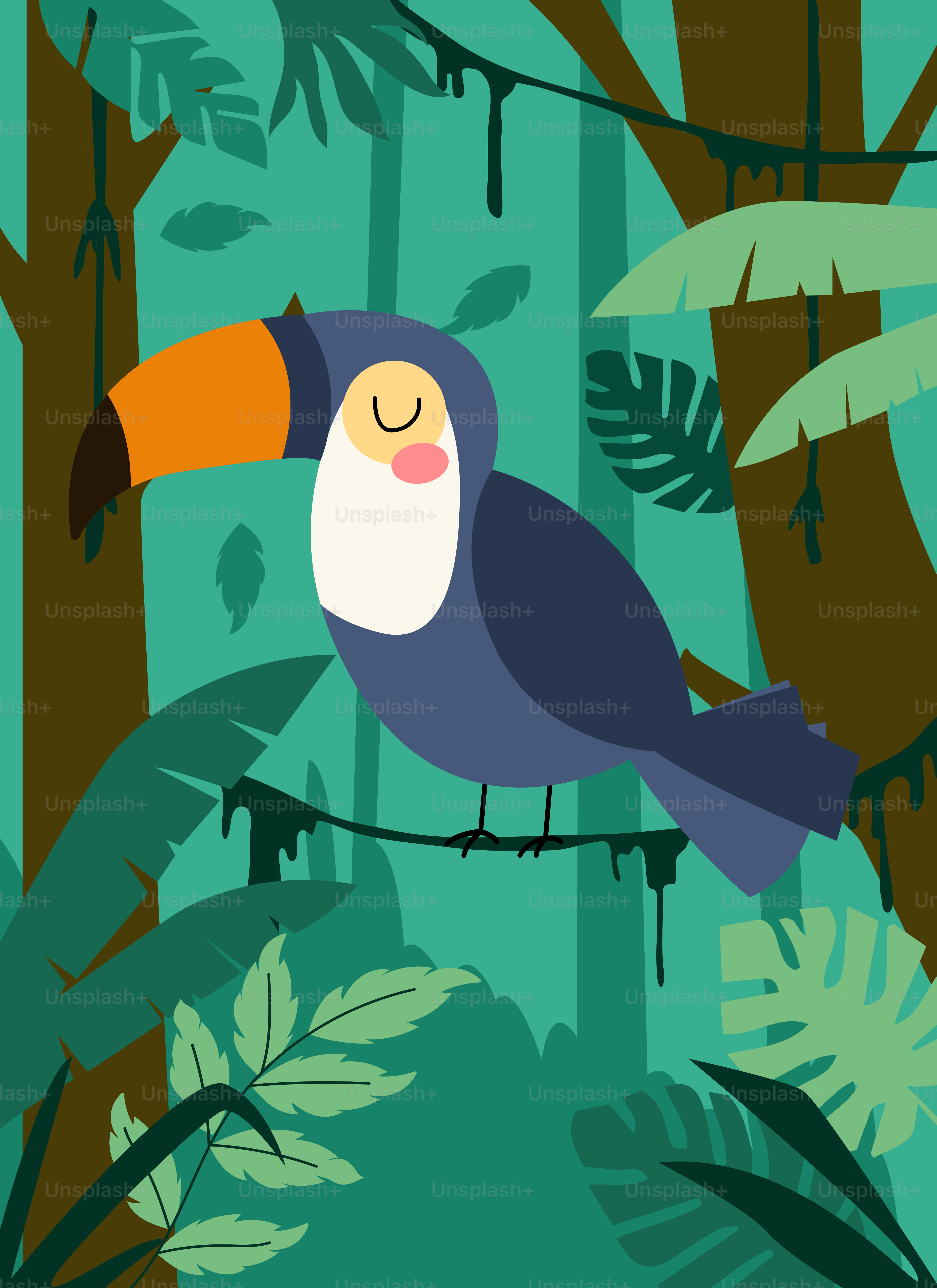 A toucan sitting on a branch in the jungle