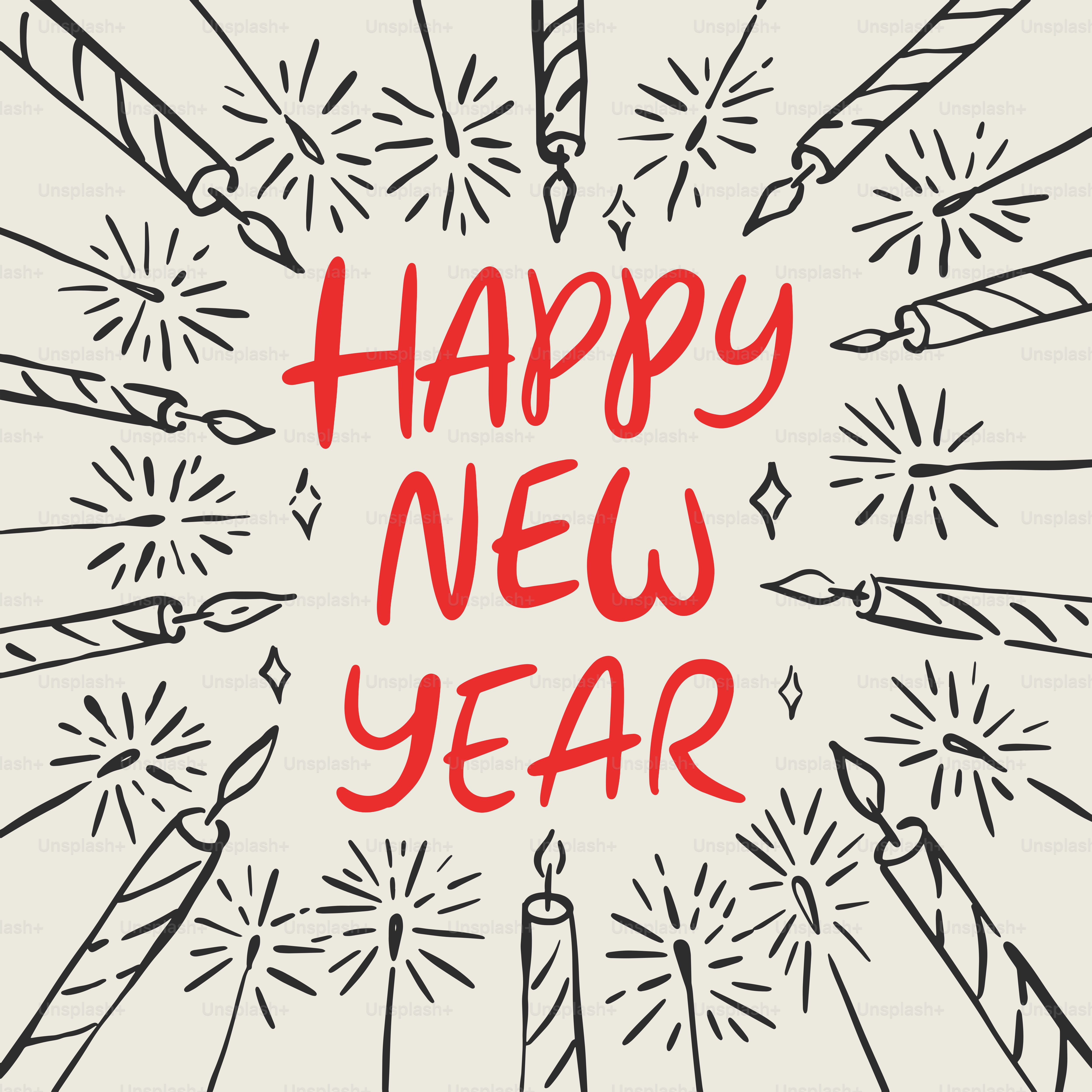 Eine frohe Neujahrskarte mit Feuerwerk