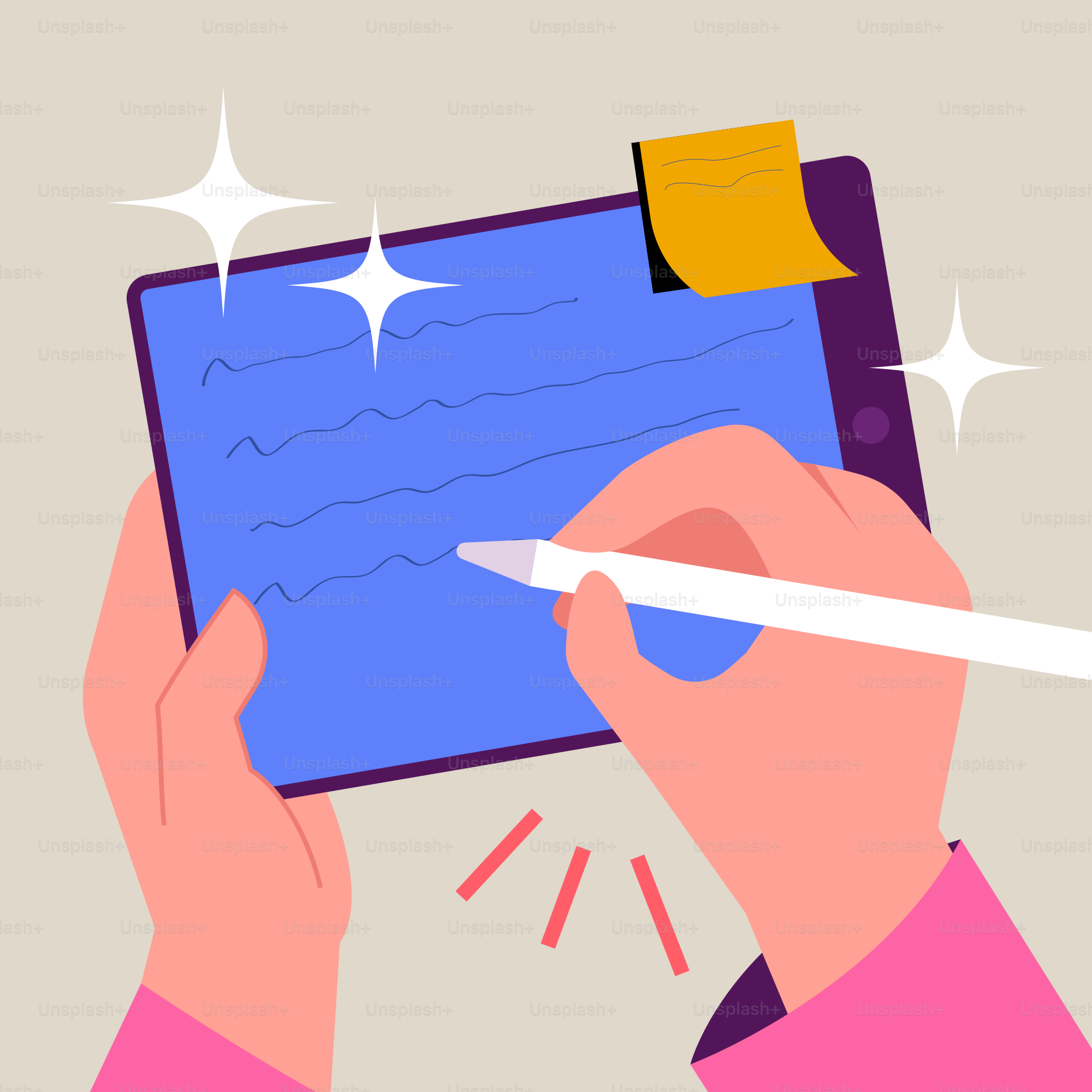 A person writing on a tablet with a pencil