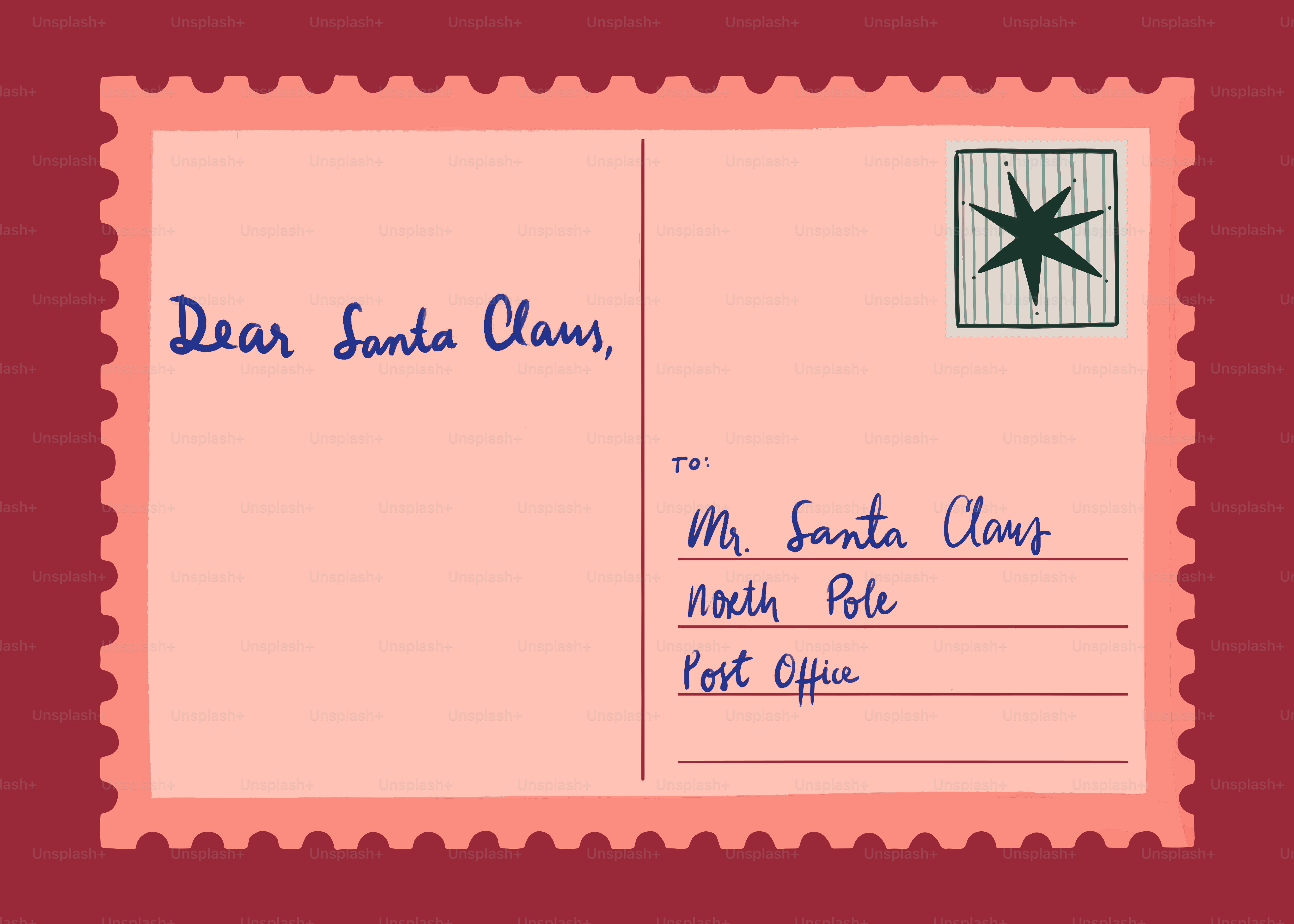 Una busta rosa con una stella sopra