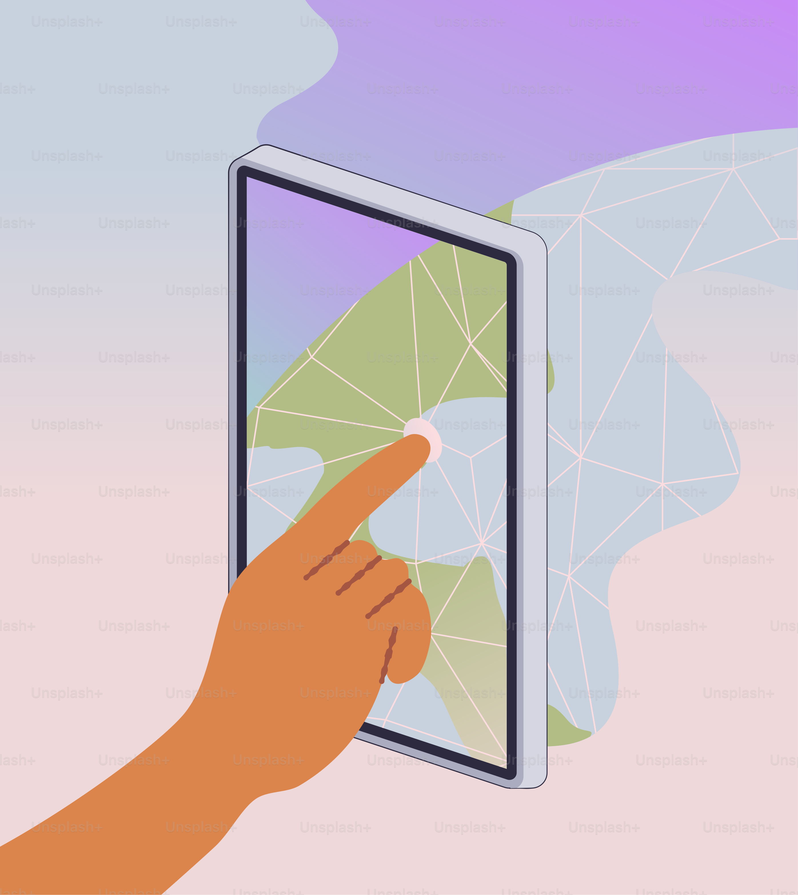 A hand touching a touch screen on a wall