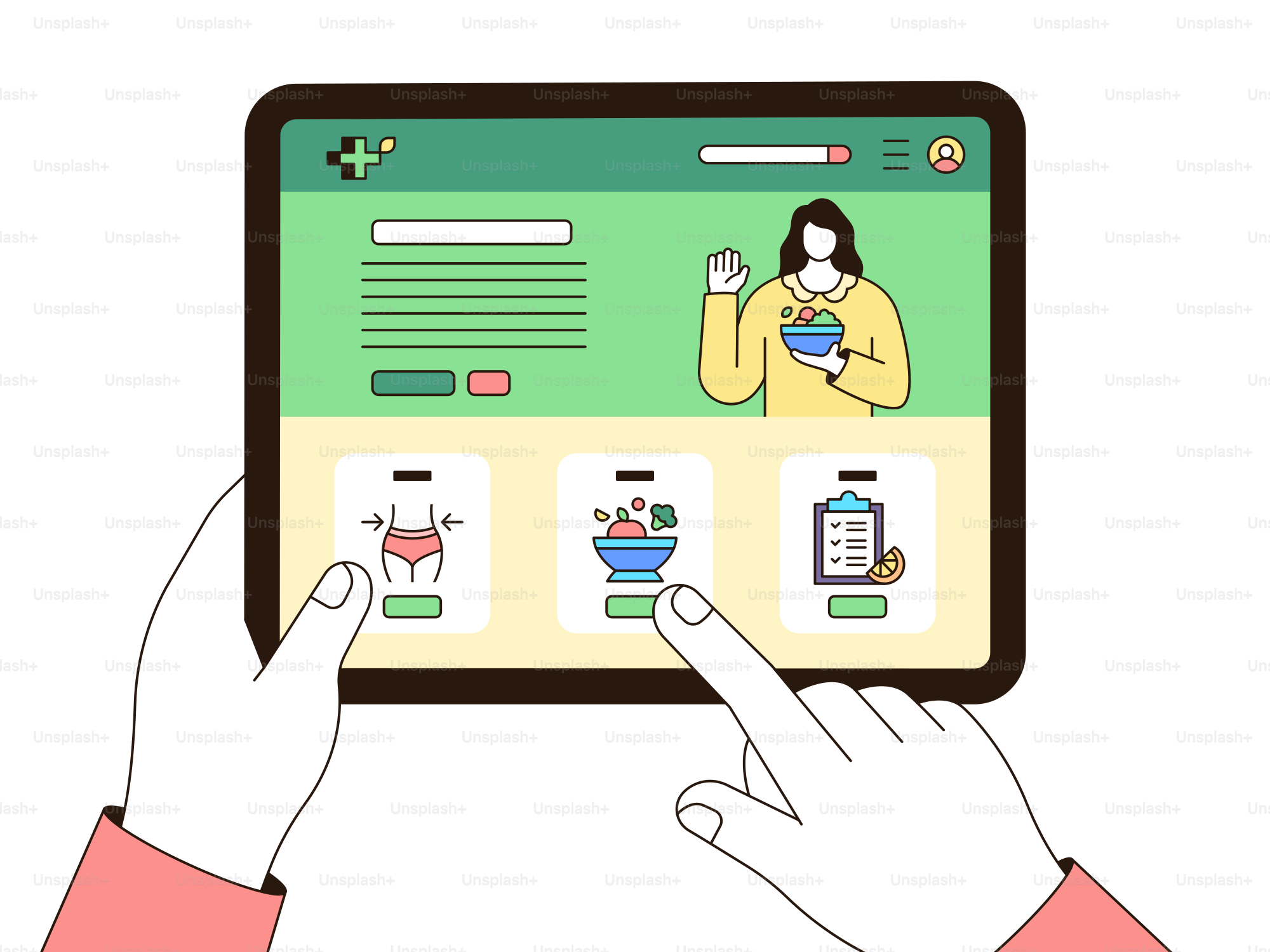 Uma pessoa segurando um tablet com a foto de uma mulher