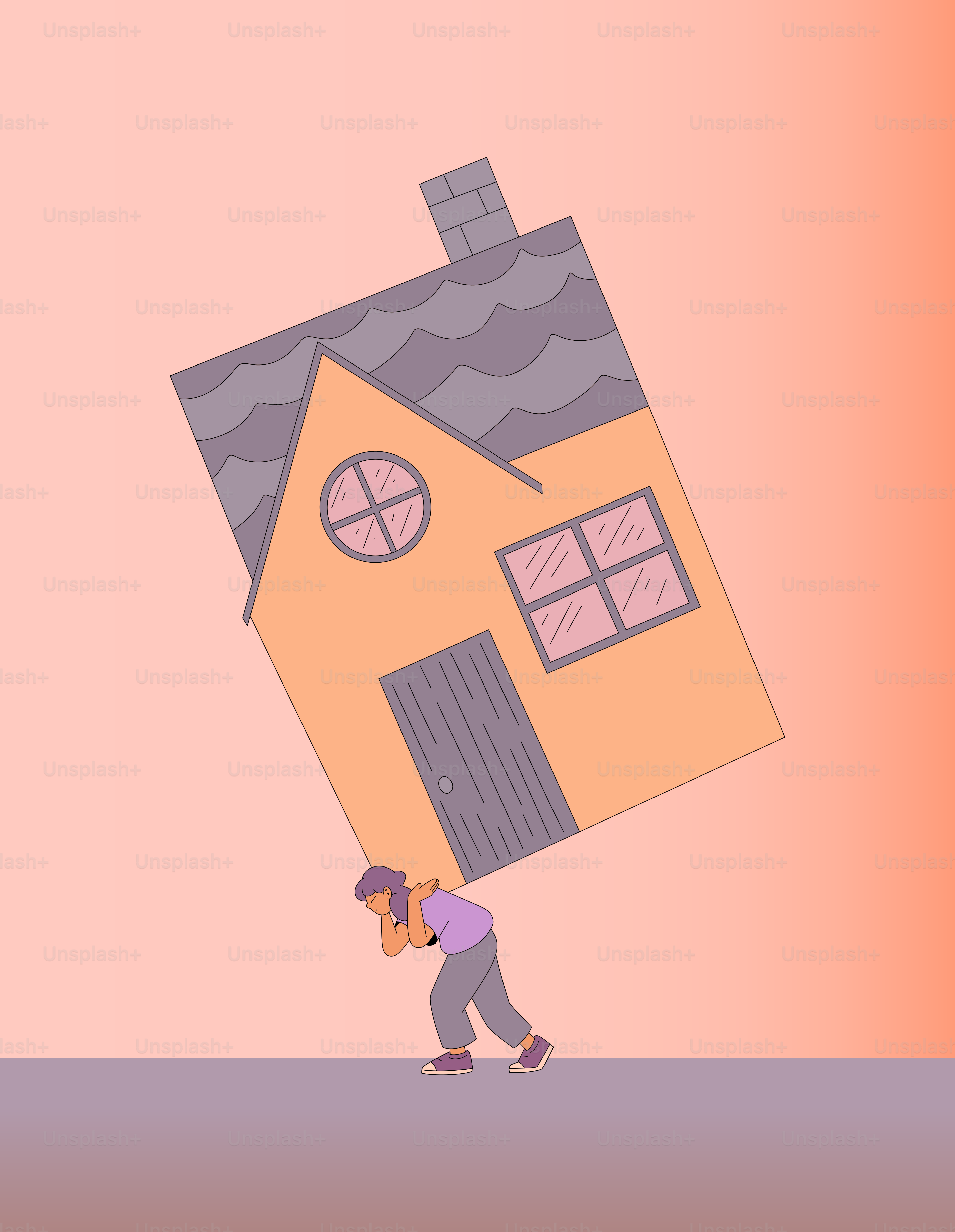 背中に家を背負う男