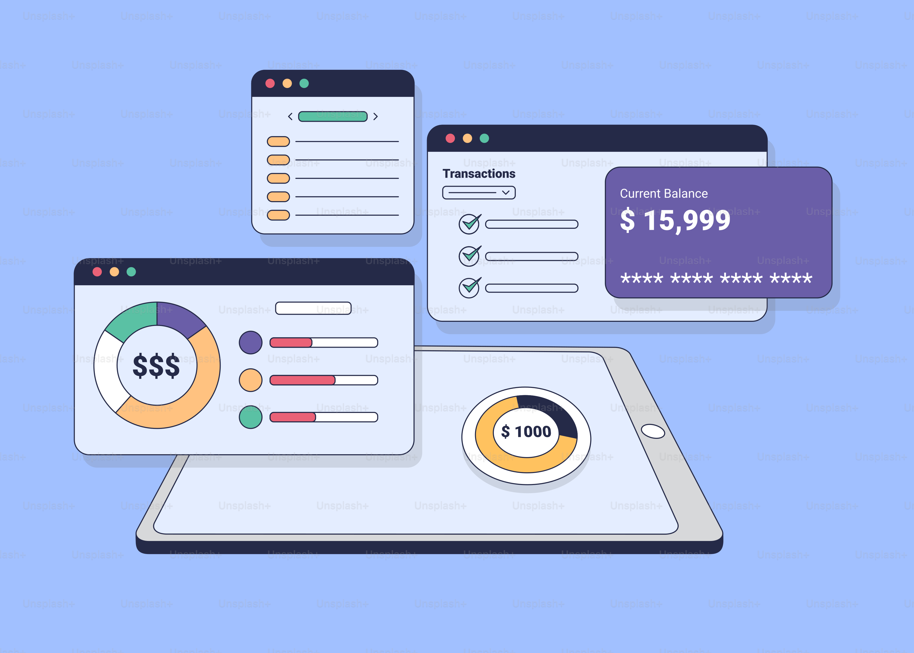 계산기가 있는 태블릿과 그 위에 신용카드가 얹혀 있었다