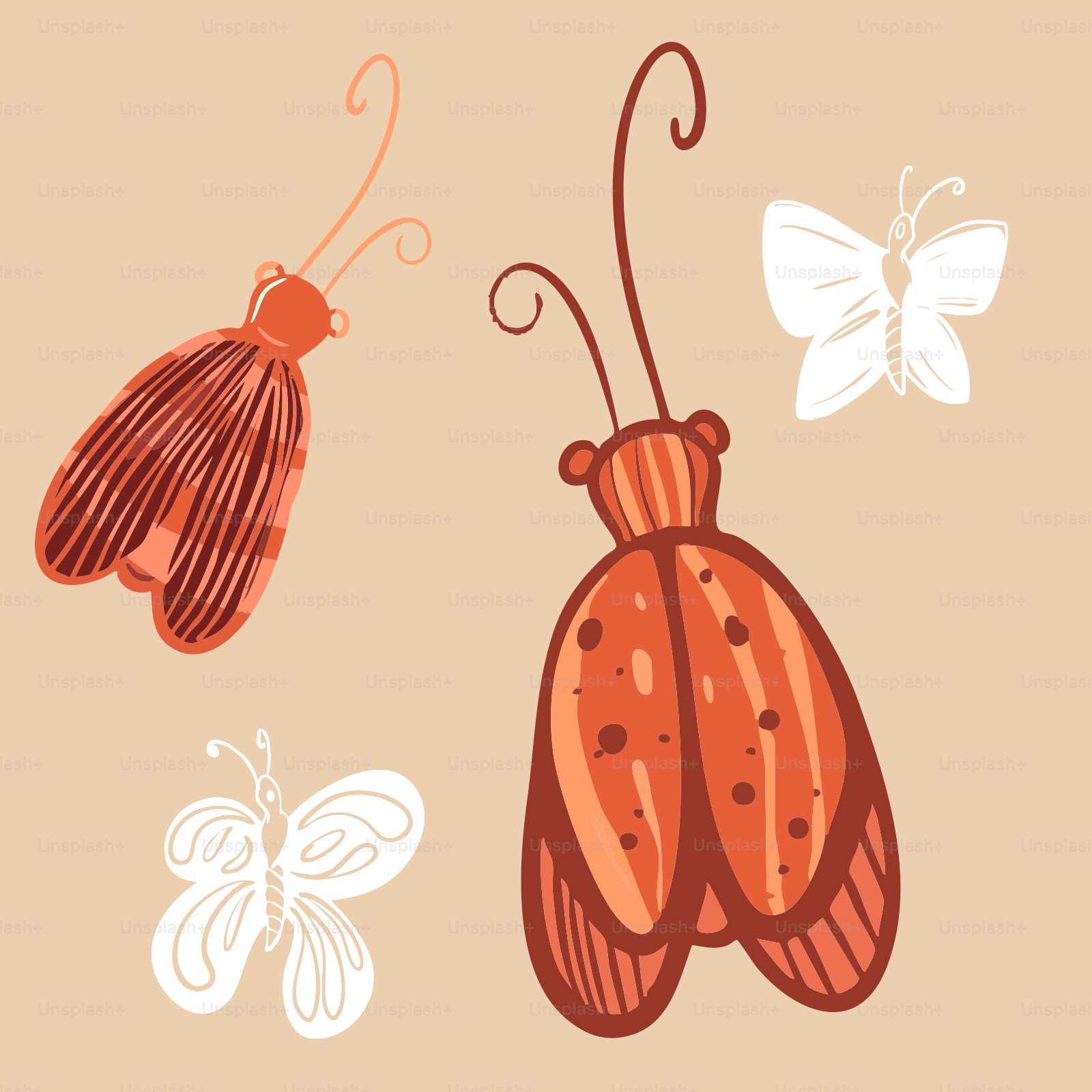 A picture of a bug on an orange background vector – Illustration Image ...
