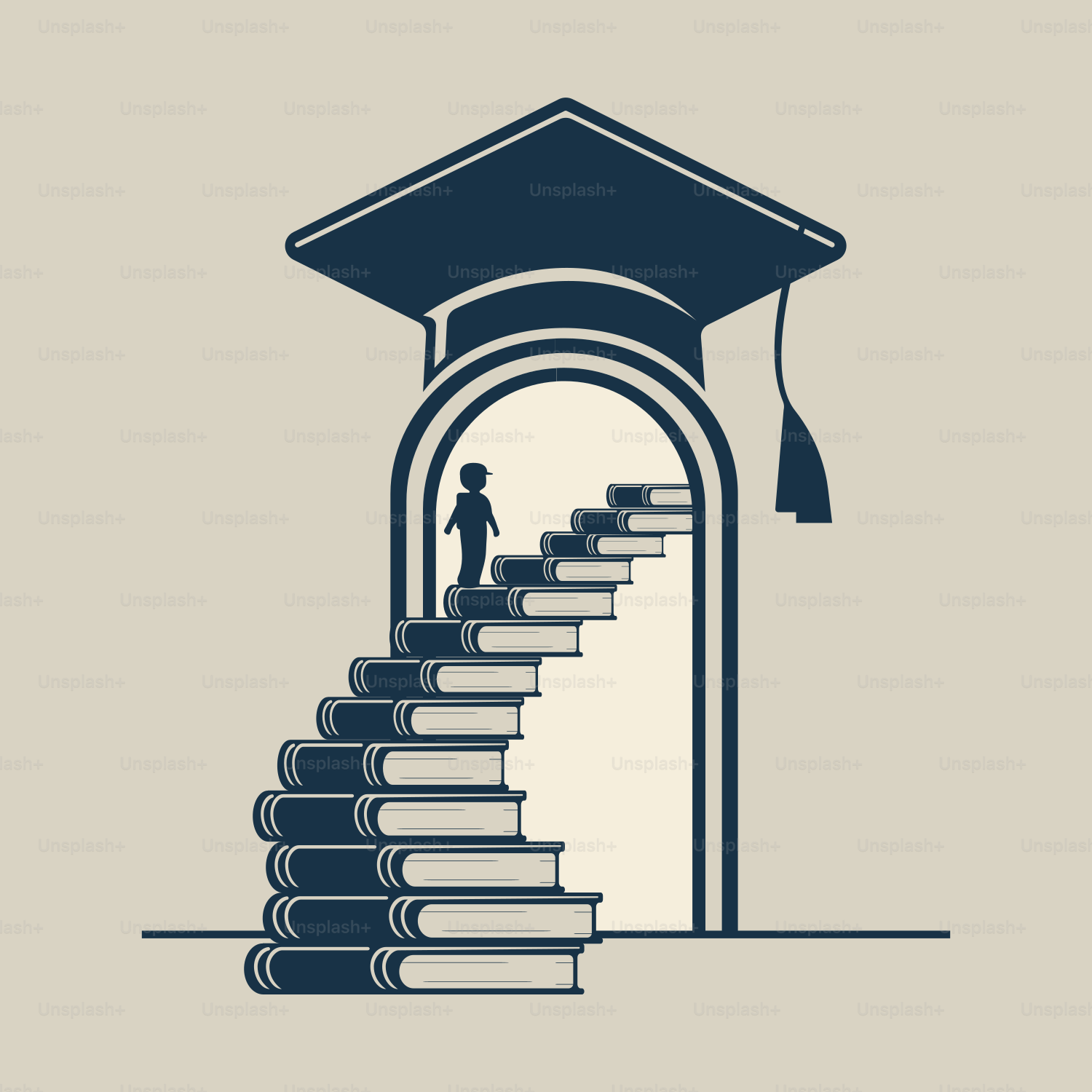 Eine Abschlussmütze auf einem Bücherstapel